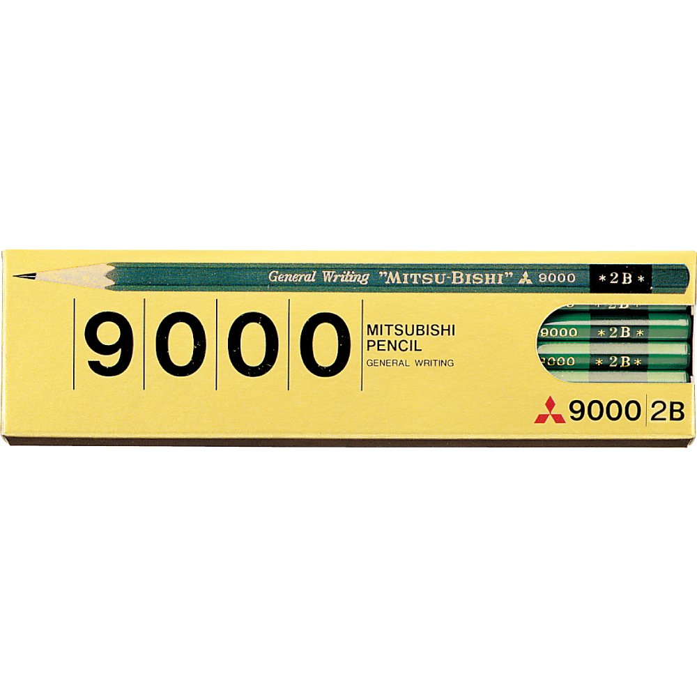 Mitsubishi 9000 2B Pencil - Premium Graphite Drawing & Writing Pencils (Pack of 12) for Artists, Students & Professionals - Perfect for Sketching, Shading & Everyday Use
