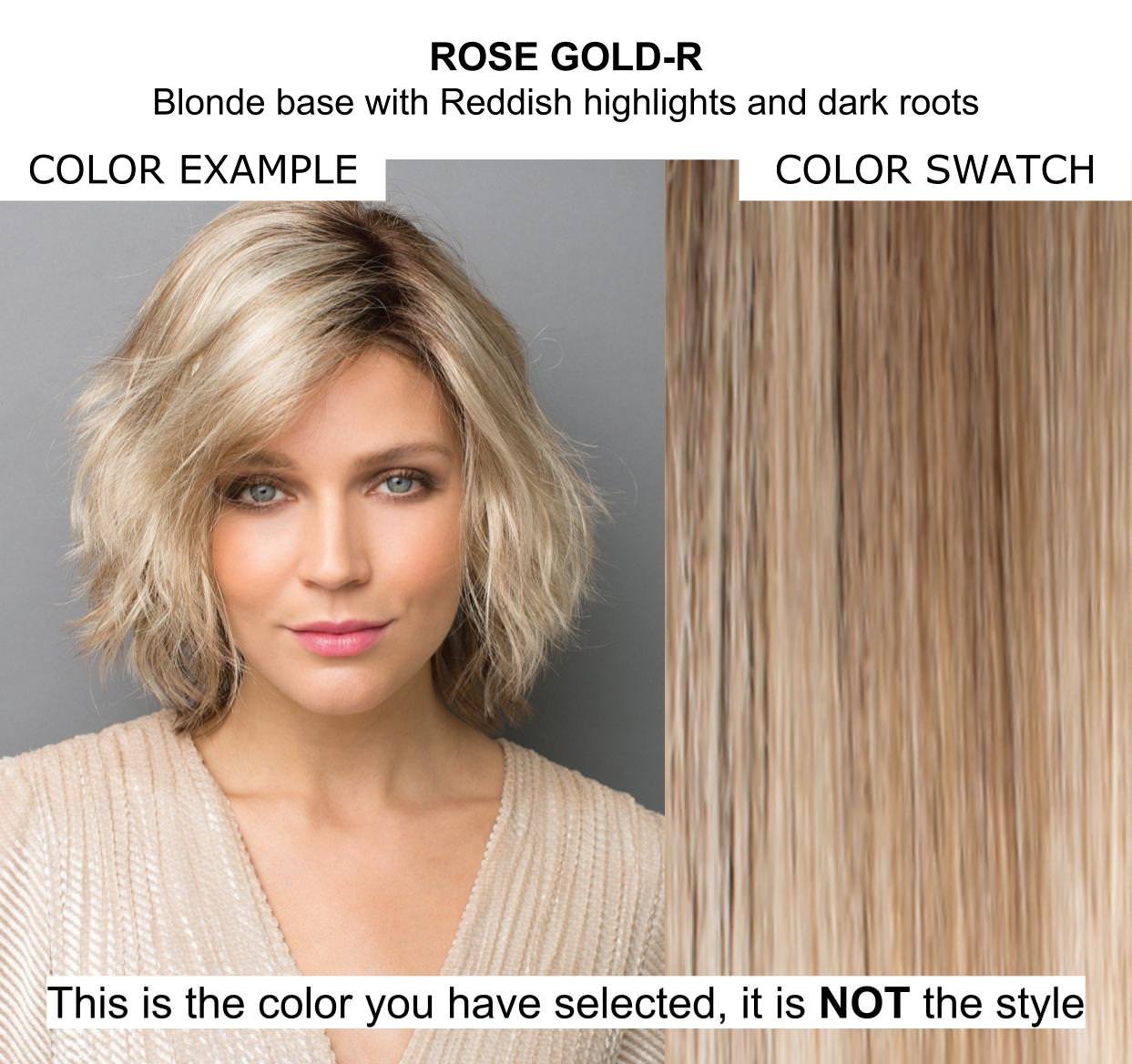 Rene Paris Dakota Synthetic Wig Bundle - 5 Piece Set with Rose-Gold-R Wig, Christy's Wigs Q&A Booklet, 2oz Travel Size Wig Shampoo, Wig Cap & Wide Tooth Comb | Perfect for Cosplay, Costume Parties & Everyday Wear