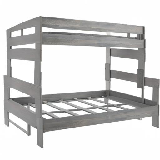 Max & Lily Solid Wood Twin XL Over Queen Bunk Bed Frame for Kids - No Box Spring Needed - Driftwood Finish | Space-Saving Kids' Bedroom Furniture for Siblings or Sleepovers