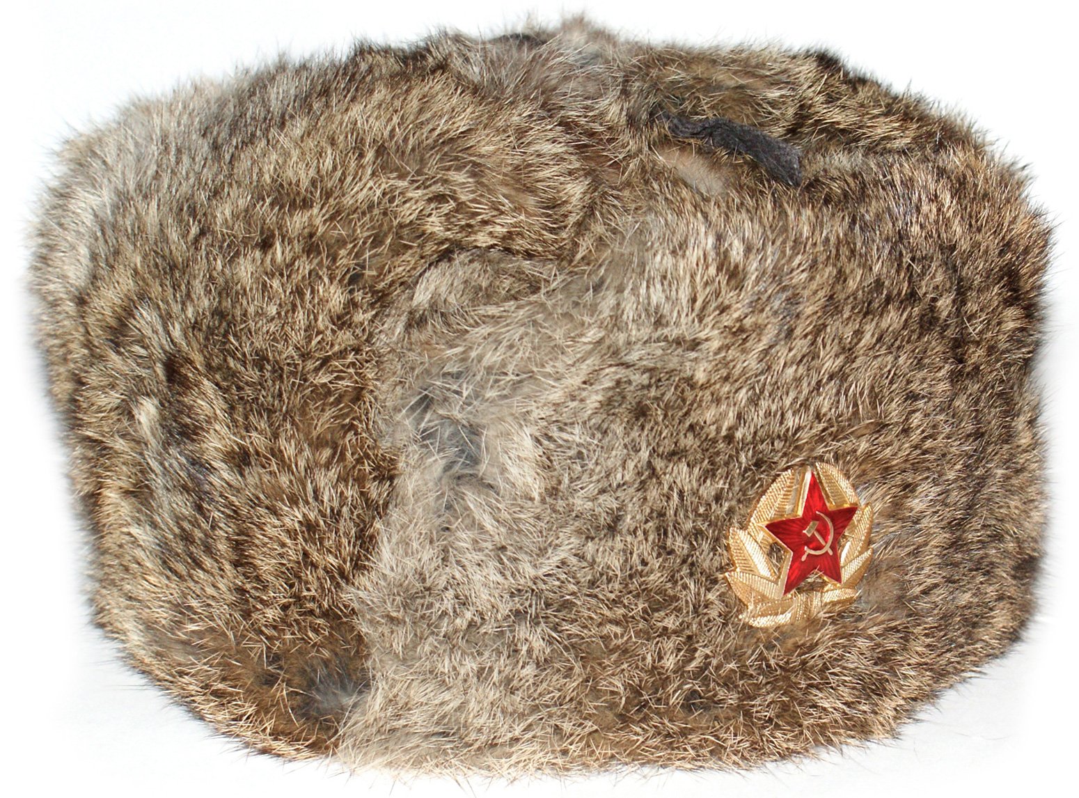 Russian Rabbit Fur Ushanka Winter Hat - Warm Brown Army Officer Style for Cold Weather, Outdoor Activities & Winter Fashion