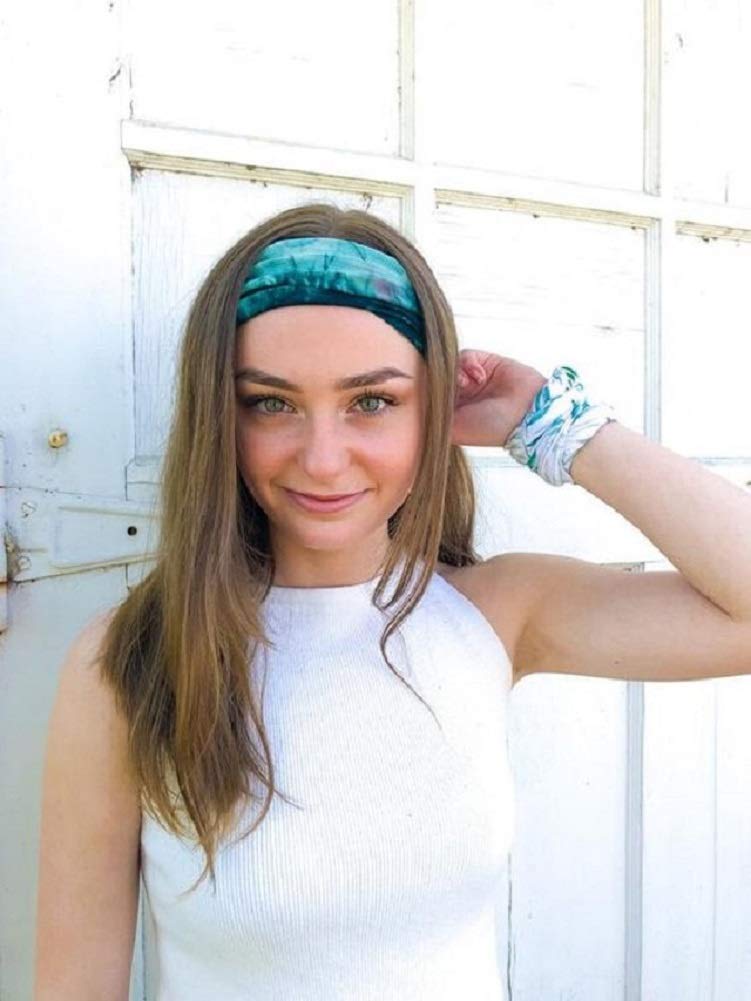Huachi Women's Headbands - 6 Pack Elastic Hair Bands for Yoga, Workout & Exercise - Tie Dye Bandeau Headband Sweatbands - Comfortable Stretchy Material - Upgraded Design - One Size Fits All - Black - Perfect for Gym, Running, Sports & Daily Wear