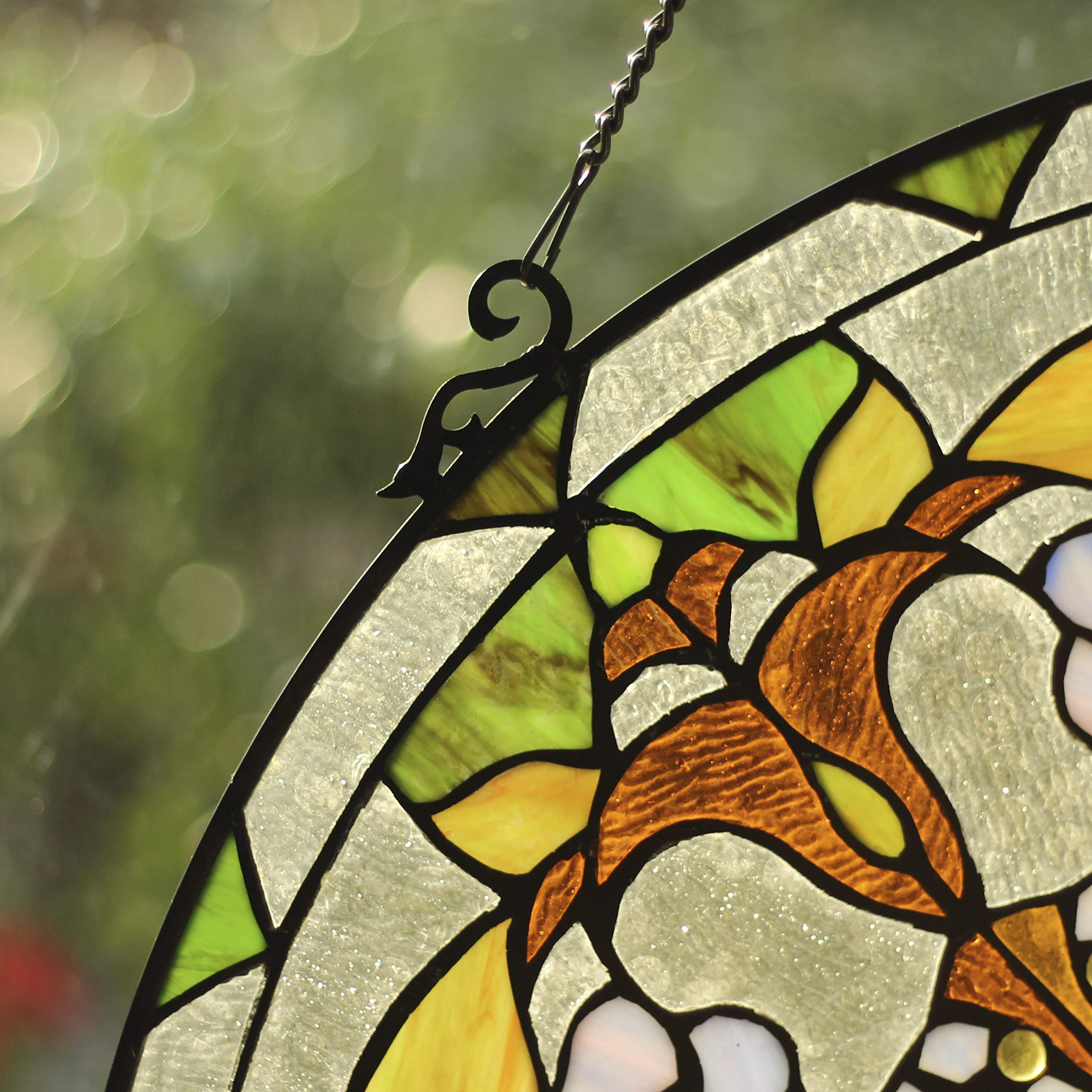 Tiffany-Style Stained Glass Victorian Window Panel - 24 Inch Handcrafted Art Glass for Home Decor, Church, or Office
