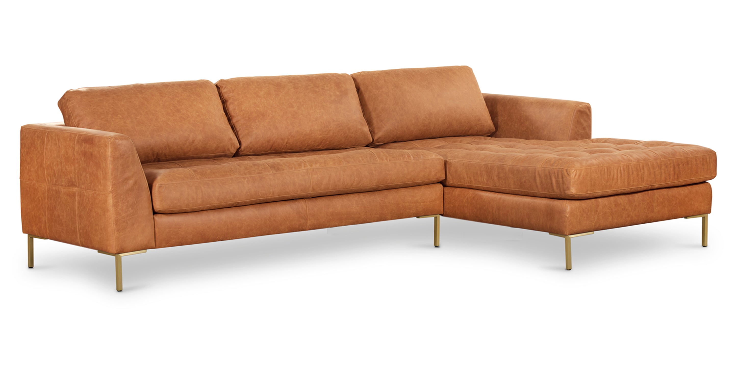 Modern Calle Right Facing Sectional Sofa - L-Shaped Corner Couch for Living Room, Family Room & Small Spaces | Comfortable Fabric Upholstery with Reversible Chaise