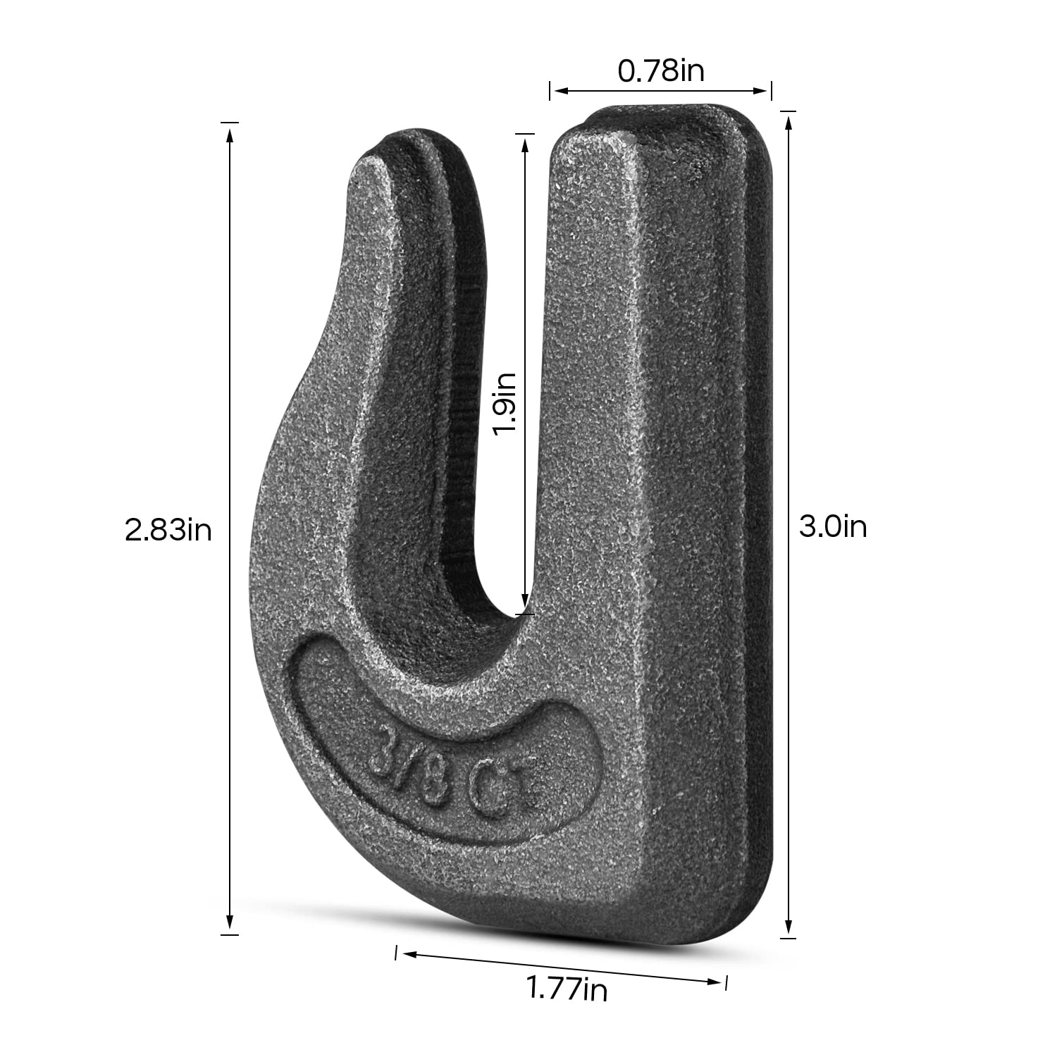 6Pcs Heavy Duty Weld-On Chain Hooks, 3/8 Inch Grade 70 Forged Steel Clevis Grab Hooks for Tractor Bucket - Perfect for Chain Pulling, Lifting, Rigging & Forklift Trailer Applications - Ideal for Farm, Construction & Industrial Use