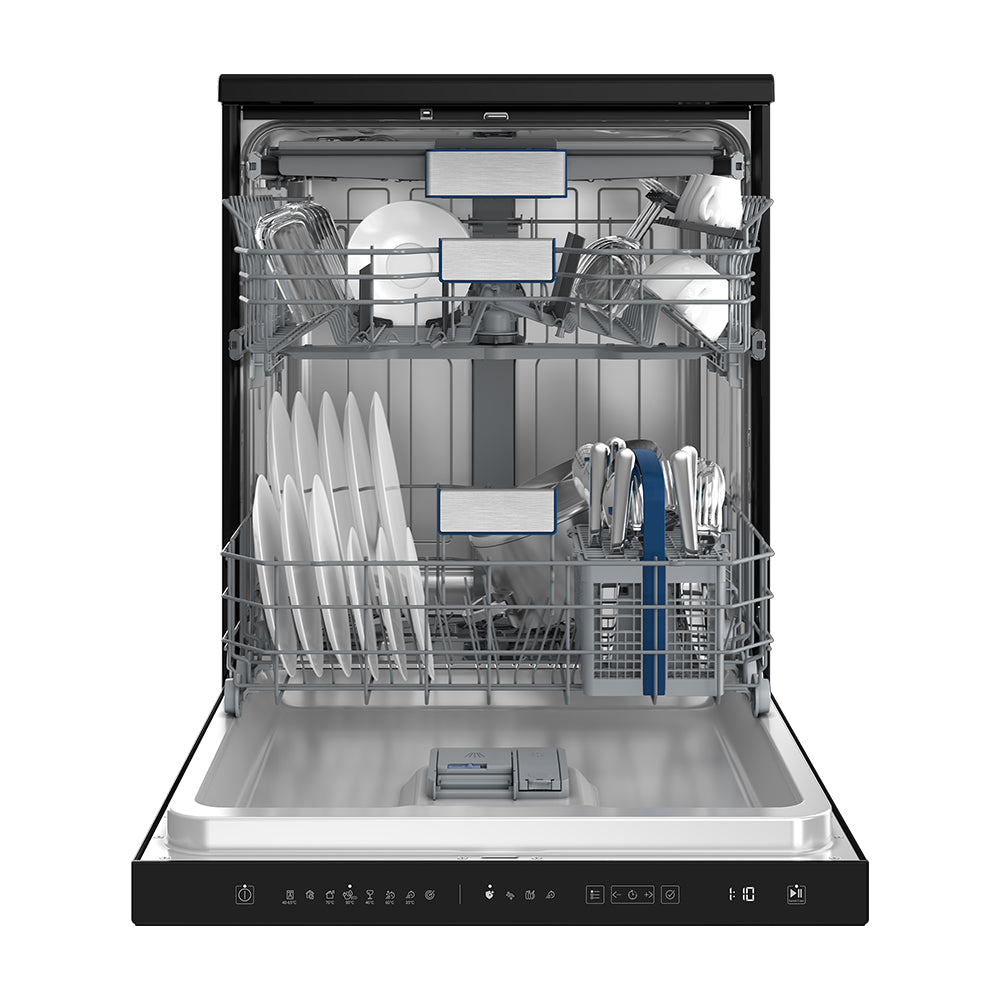 Hitachi HDF F158CVGB Freestanding Dishwasher - Energy Efficient, Quiet Operation, Large Capacity for Family Kitchens | Perfect for Small Spaces & Open Floor Plans