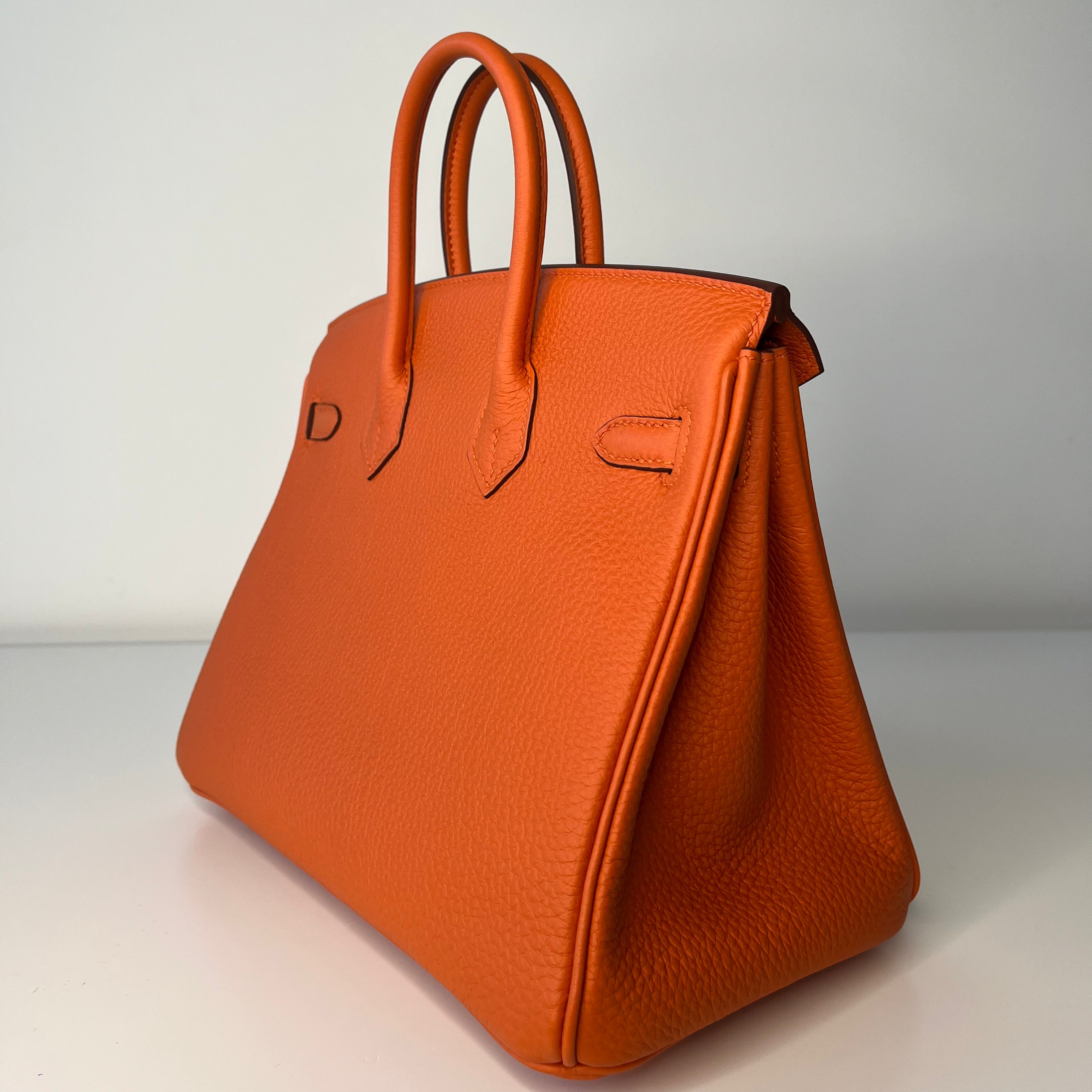 Authentic Hermès Birkin 25 Bag in Orange Togo Leather with Palladium Hardware - Luxury Handbag for Women, Perfect for Work, Travel & Special Occasions