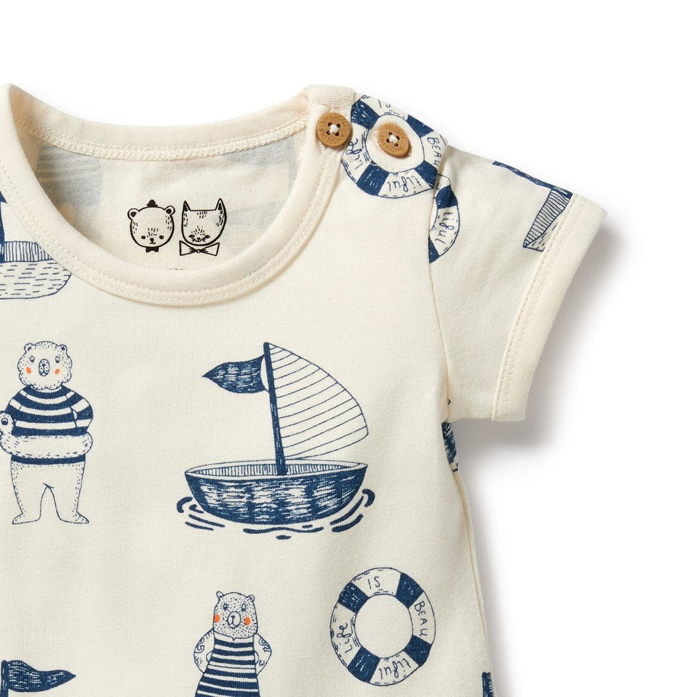 Nautical Bear Organic Cotton Baby Bodysuit - Soft & Breathable Onesie for Newborns & Infants - Perfect for Playtime, Outings & Photo Shoots