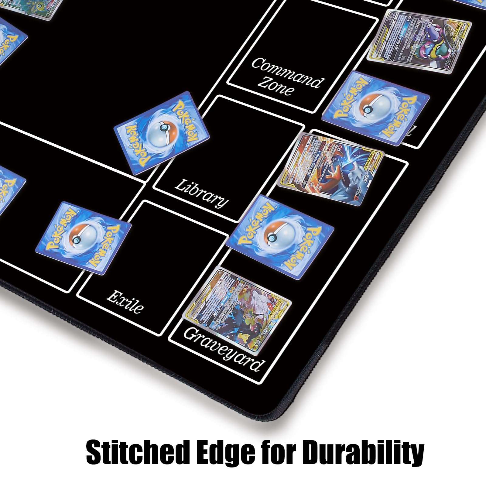 Premium Stitched MTG Playmat for Magic: The Gathering - Non-Slip Gaming Mat with Carrying Tube for MTG, TCG, and Card Game Enthusiasts - Perfect for Tournaments, Casual Play, and Home Gaming (Black Zones Design)