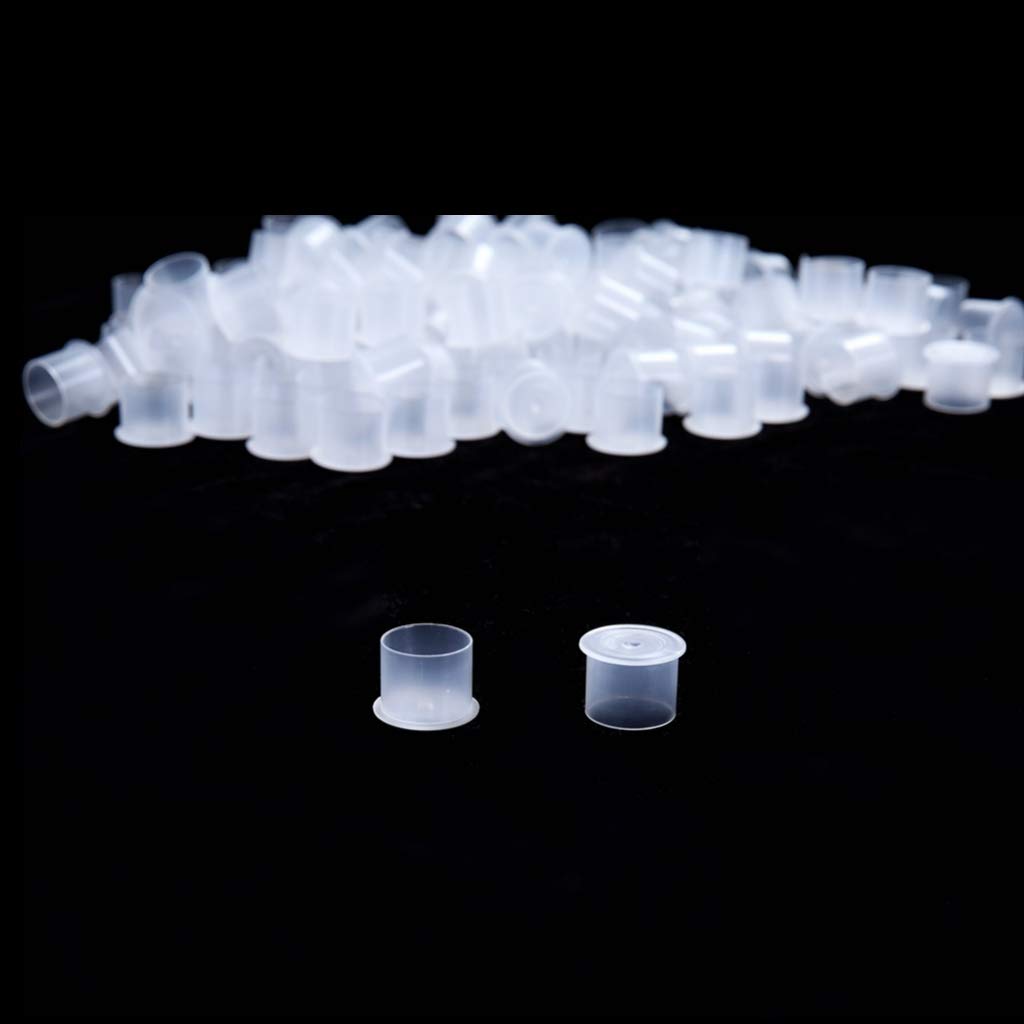 DOWEI 500pcs Disposable Microblading Ink Cups - 11mm Small Plastic Pigment Caps with Base for Tattoo, Permanent Makeup & Eyebrow Pigment Kits - Perfect for Professional Artists & Salon Use