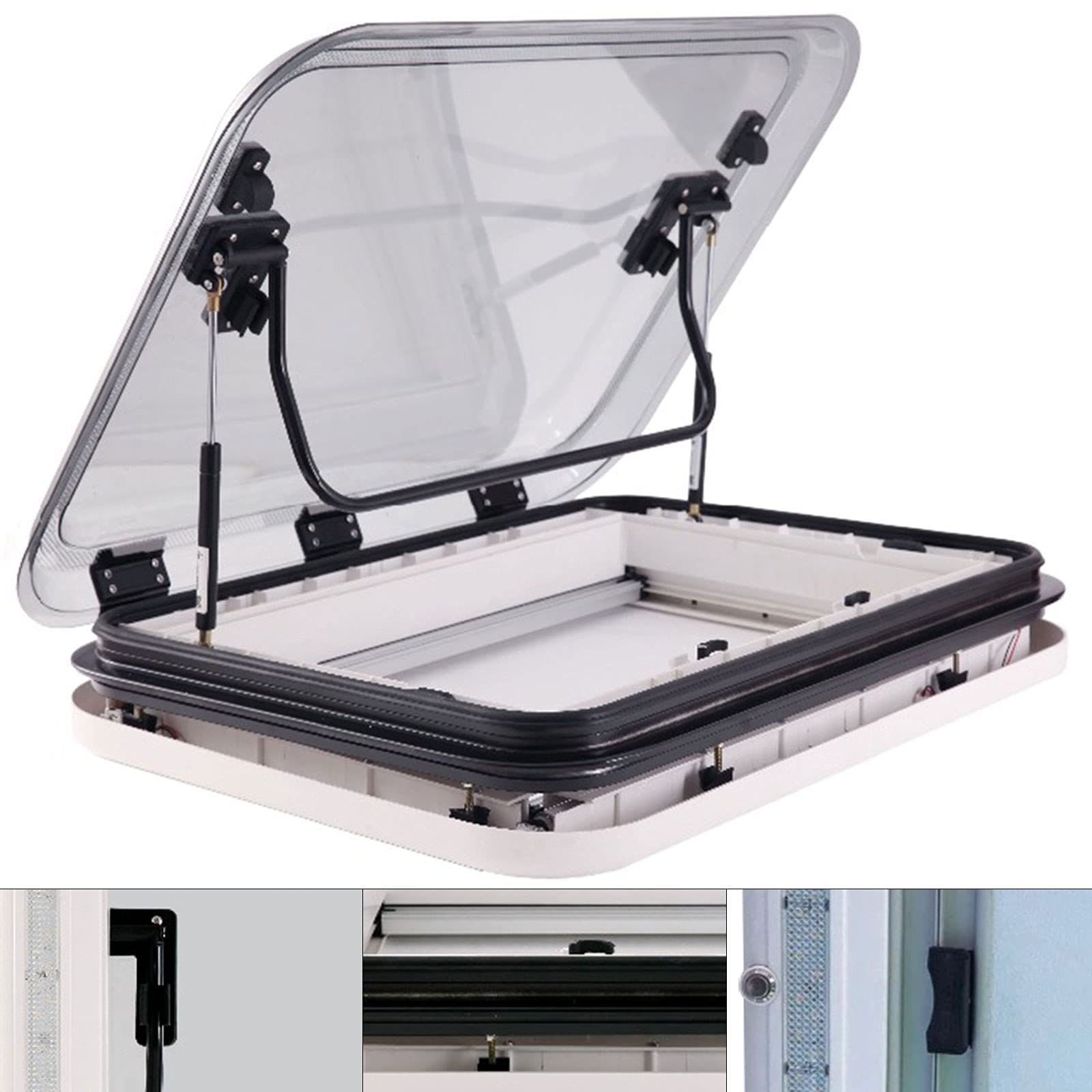 RV Caravan Motorhome LED Skylight Roof Window Hatch with Built-in Light - Perfect for RV Upgrades & Camper Ventilation