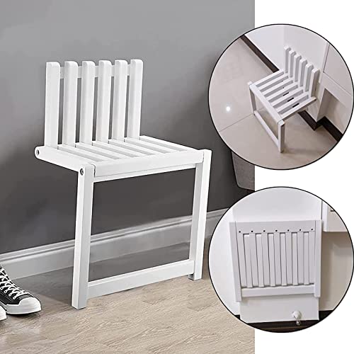 Solid Wood Wall-Mounted Folding Shoe Changing Stool - Space-Saving Entryway Bench for Living Room, Bedroom & Hallway - Perfect for Small Spaces & Quick Shoe Changes