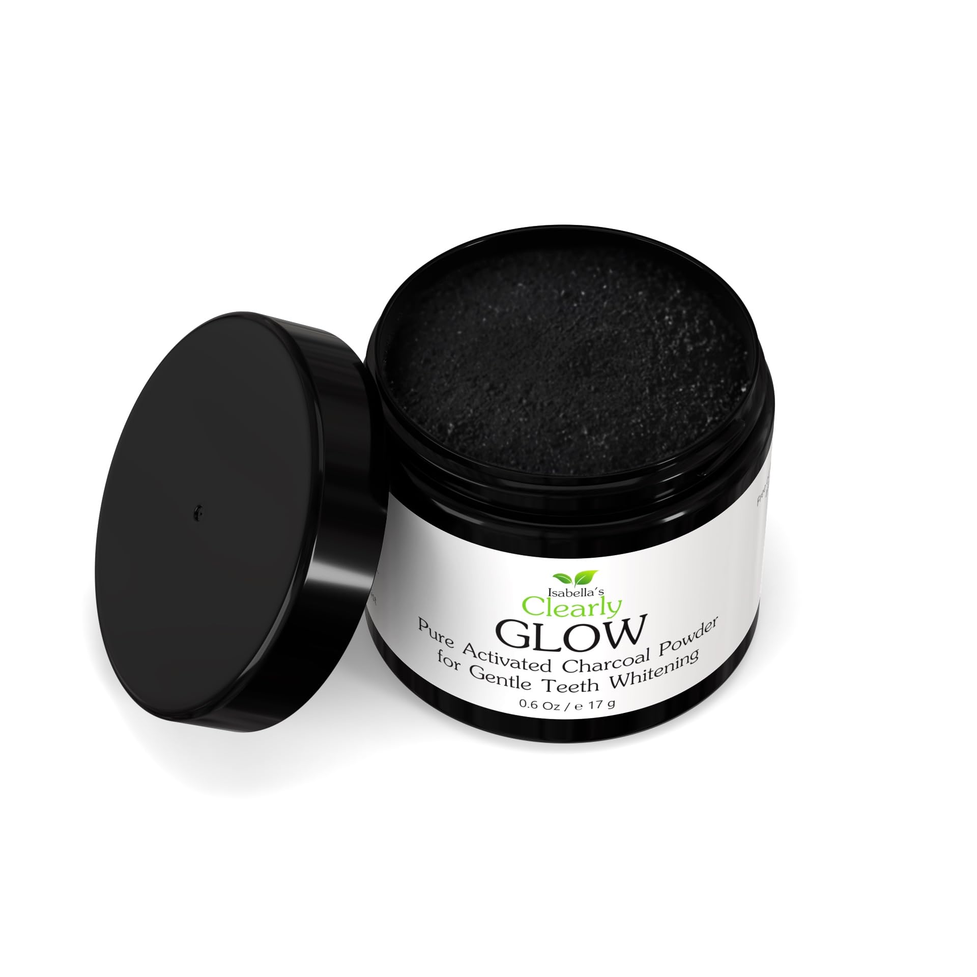 Glow Teeth Whitening Kit (4 Piece) - Activated Charcoal Powder, Bamboo Toothbrush, Copper Tongue Cleaner & Eco Gift Bag | Natural Teeth Whitening Solution for Home Use, Travel & Gifting