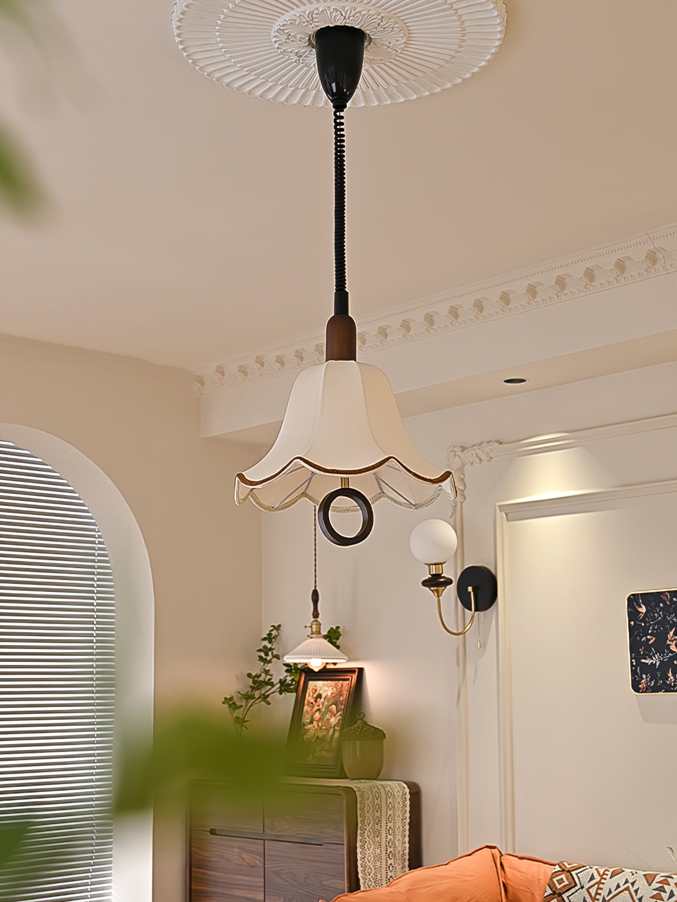 Eryn Fabric Pendant Light - Modern Handmade Hanging Lamp for Dining Room, Kitchen Island, Bedroom & Living Room Decor