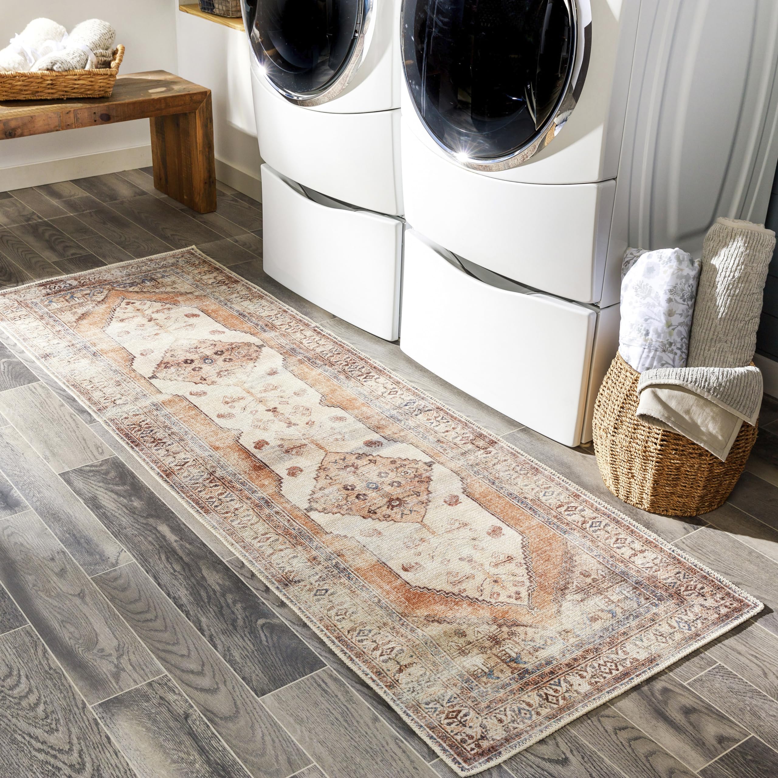 Mark&Day Washable Rugs 2x3 Kwadijk Traditional Camel Area Rug - Brown Beige Machine Washable Carpet for Living Room, Bedroom, Kitchen | Non-Slip Soft Floor Mat for Home Decor, Office, Dorm (2' x 2'11