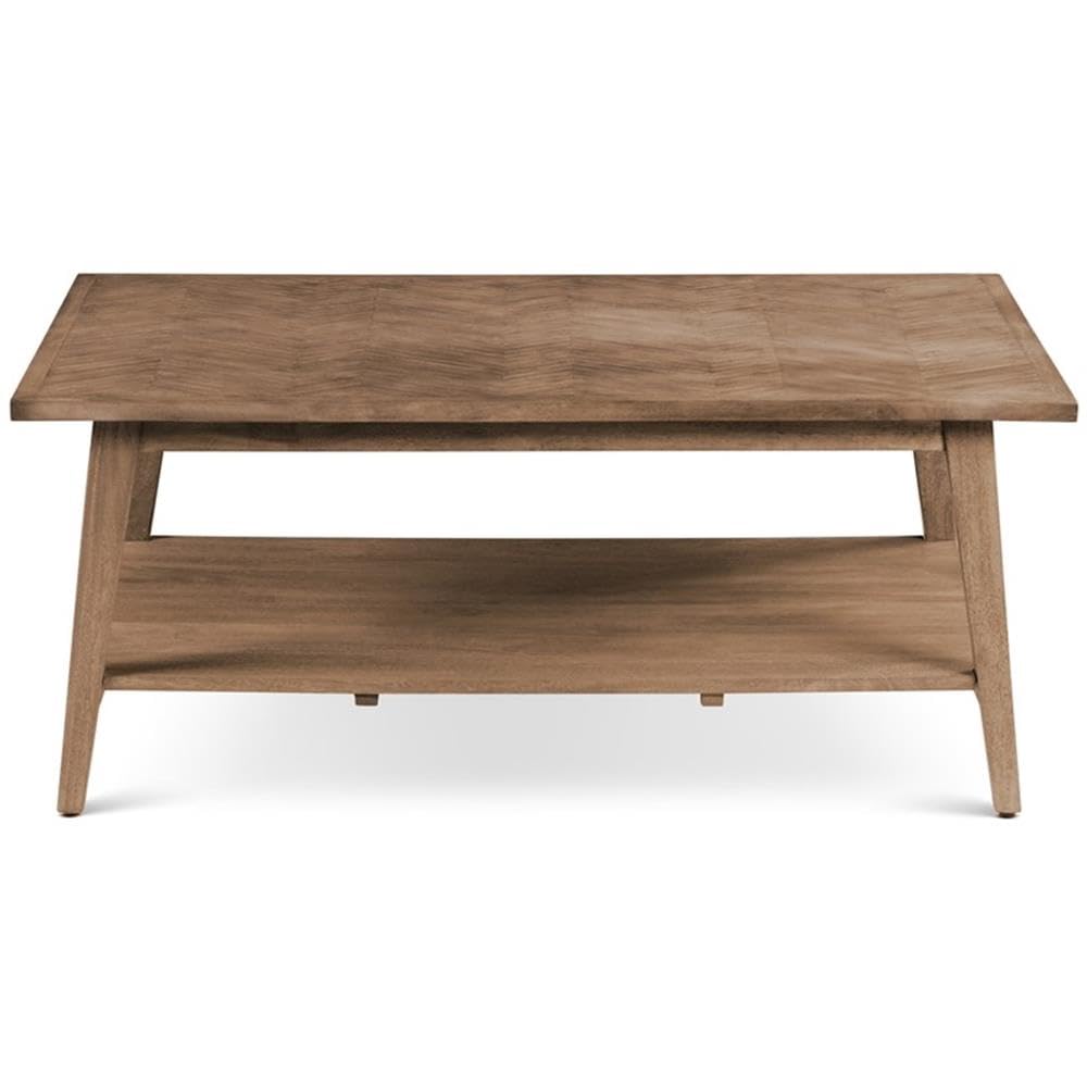 Steve Silver Milani Solid Wood Herringbone Cocktail Table - Mid-Century Modern Design, Natural Finish, 47