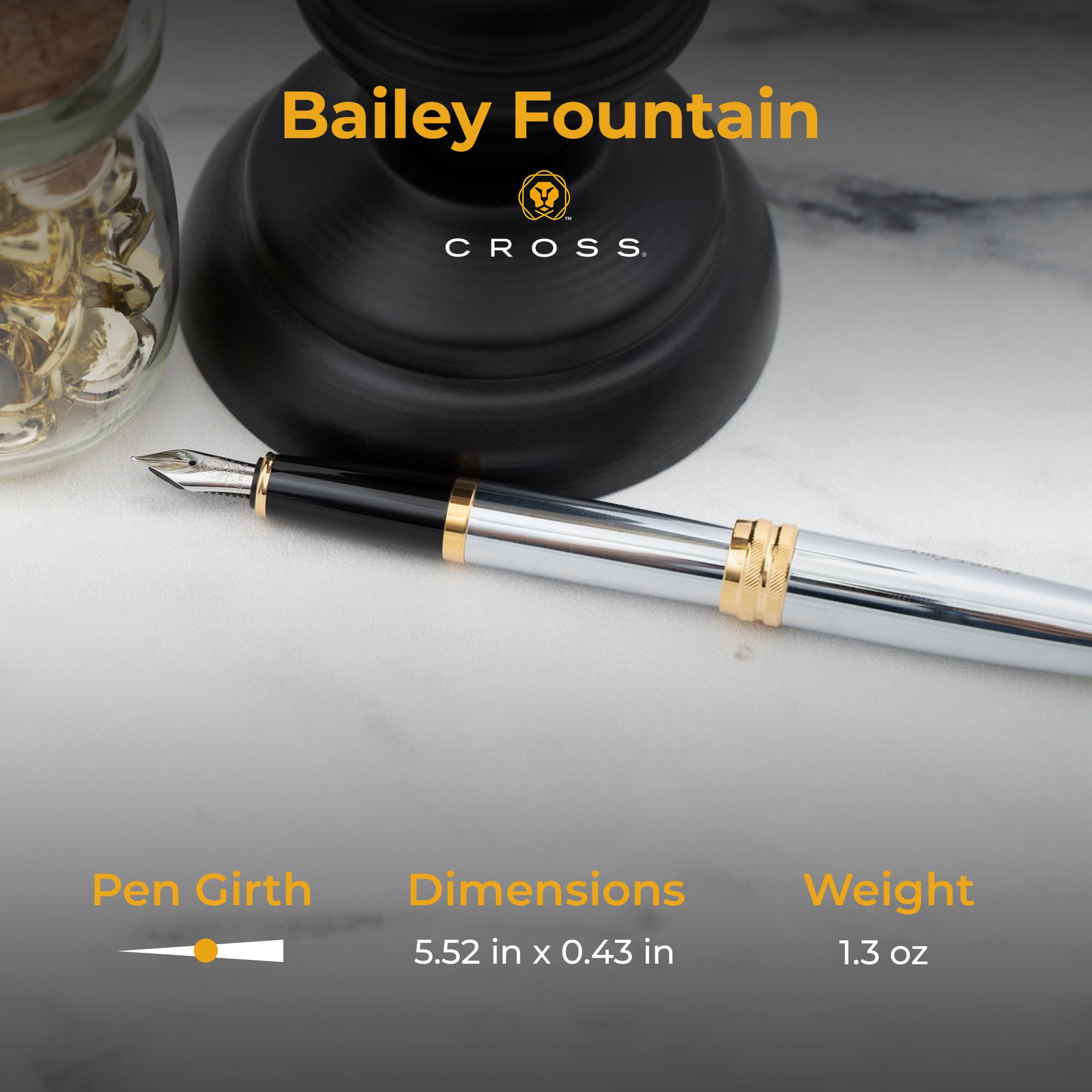 Engraved Cross Bailey Medalist Fountain Pen - Personalized Professional Gift with Medium Nib, Starter Ink & Gift Box | Perfect for Graduation, Anniversary & Executive Gifts