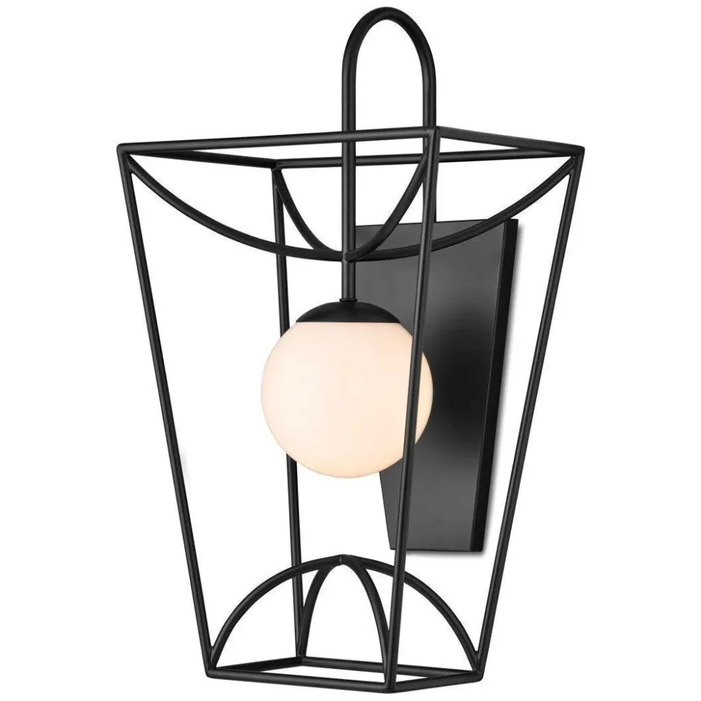 23.5 Inch Rochefort Black Metal and Glass Wall Sconce - Modern Lighting Fixture for Bedroom, Living Room, Hallway, and Entryway Decor