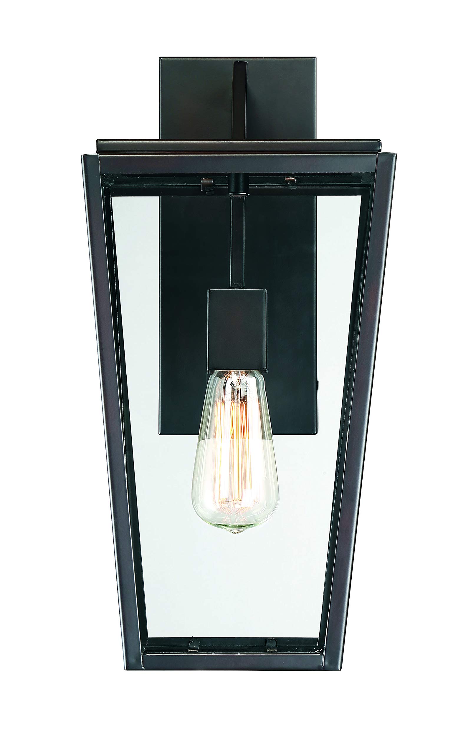 Savoy House Milton Modern Clear Glass Outdoor Wall Lantern - 1-Light 60W English Bronze Fixture (17