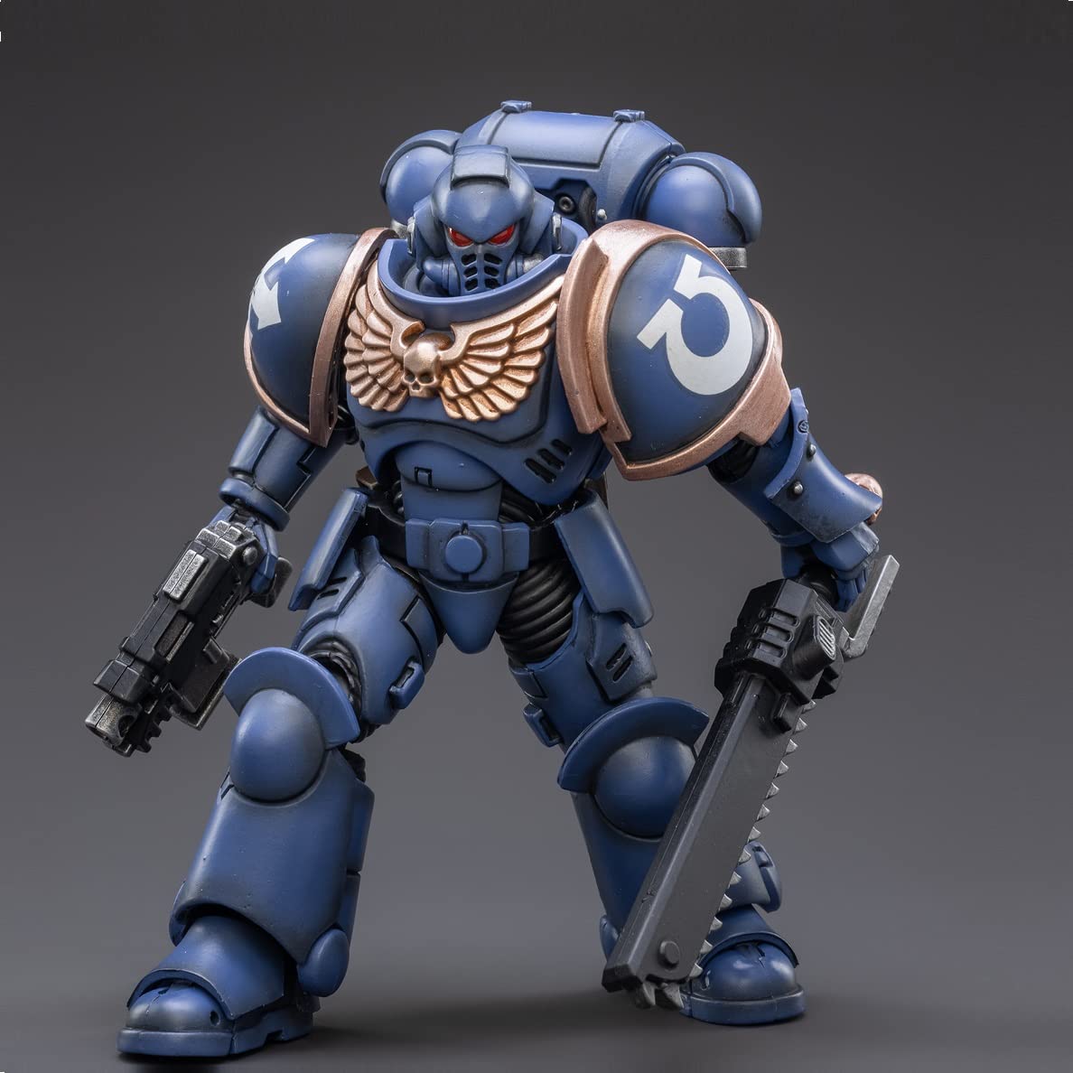 Pipigirl JoyToy × Warhammer Licensed 1/18 Scale Soldier Action Figures - 4 Inch Army Military Warrior Model Kit (Space Marines Ultramarines) - Perfect for Collectors, Wargaming & Display