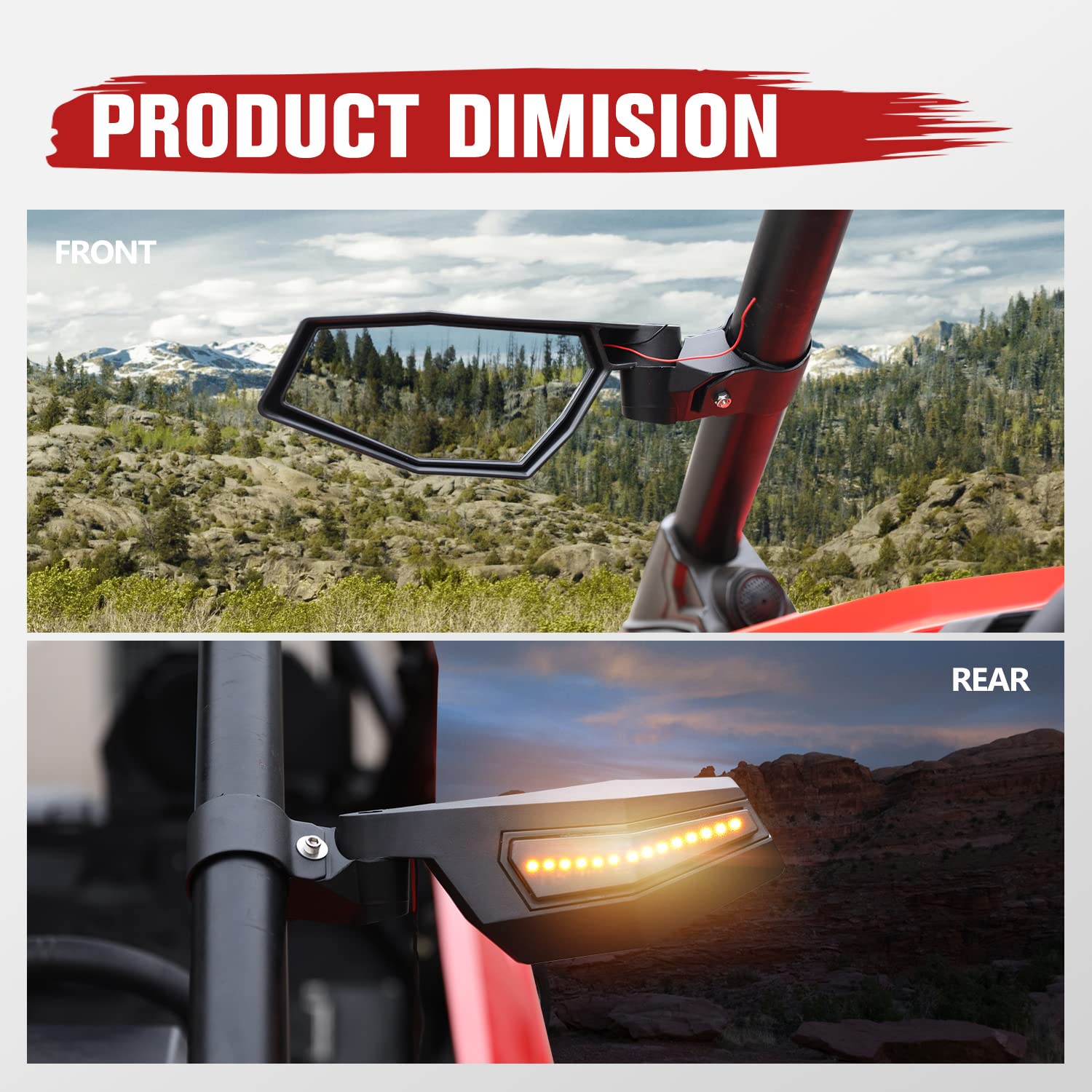 2020-2024 Polaris RZR Pro XP/Pro XP4/Turbo R/PRO R LED Side Mirrors with Adjustable Breakaway Design & Turn Signals - Replacement #2883762 - Perfect for Off-Roading & Night Driving