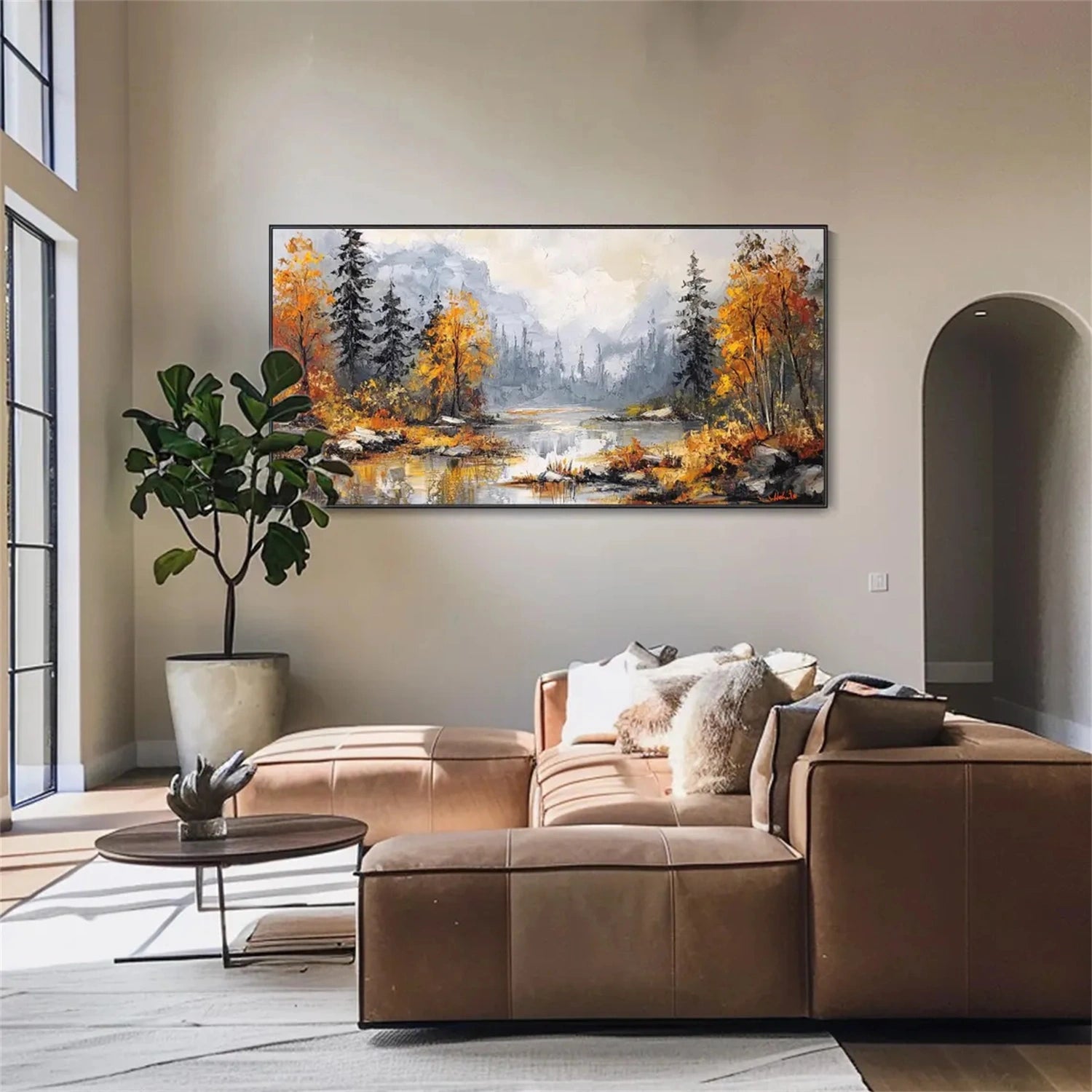 Flower and Tree Painting #FT148 - Handmade Canvas Art for Home Decor, Living Room, Bedroom & Office Wall Art