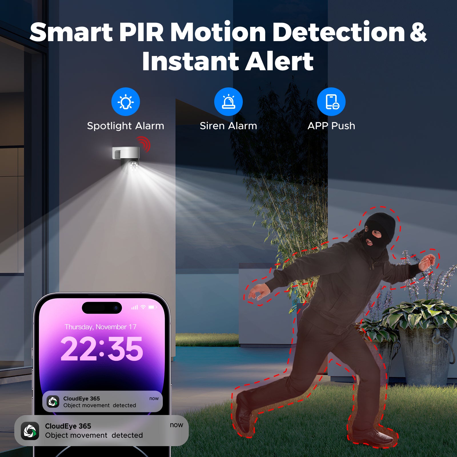 Campark SC45 4K PoE Security Camera System - 8MP Wired Outdoor IP Camera with Color Night Vision, Spotlight & Siren, Motion Tracking - Ideal for Home, Business & Property Surveillance