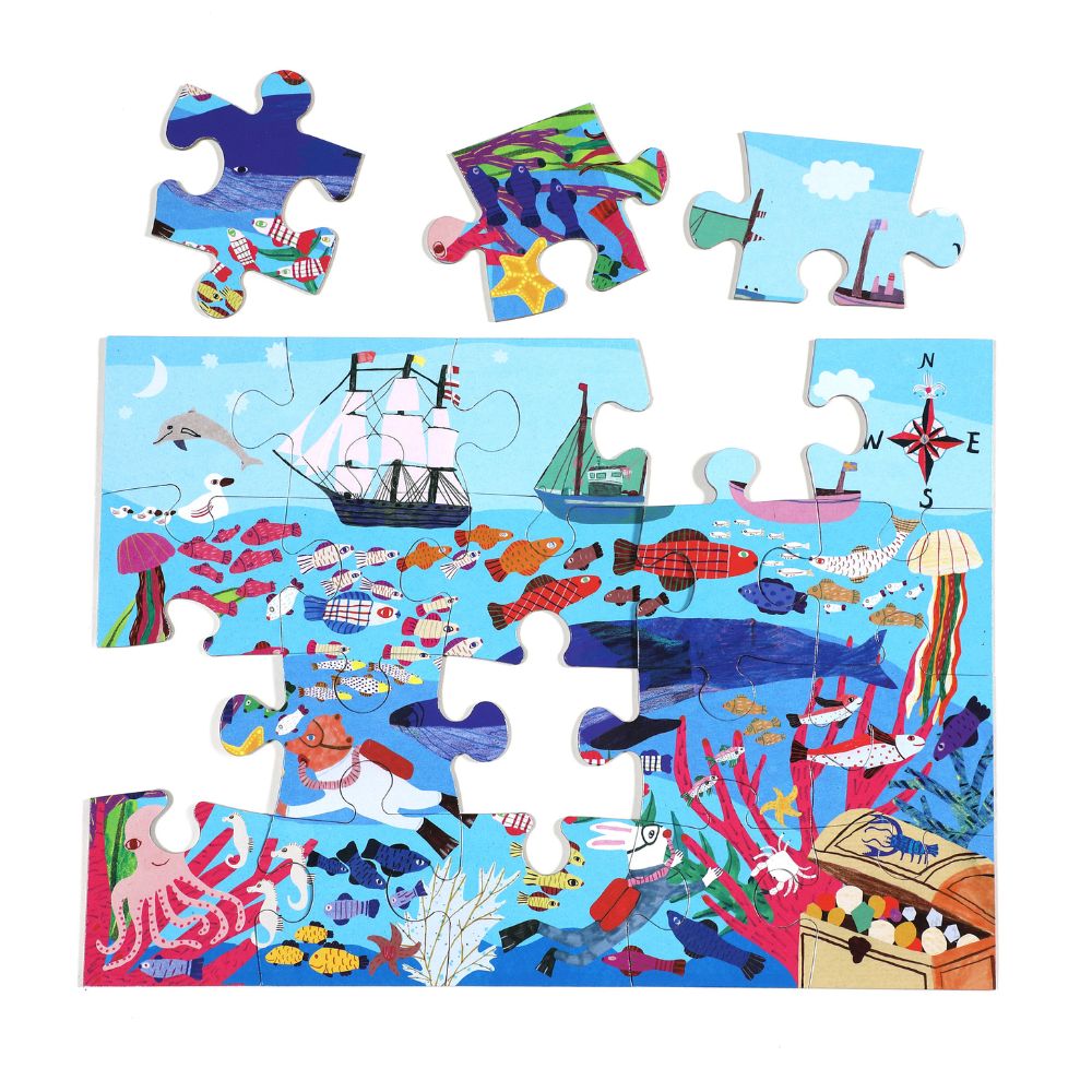 eeBoo Sea Exploration 20-Piece Jigsaw Puzzle for Kids | Ocean Animal Learning Toy | Perfect for Preschool Education & Family Game Night