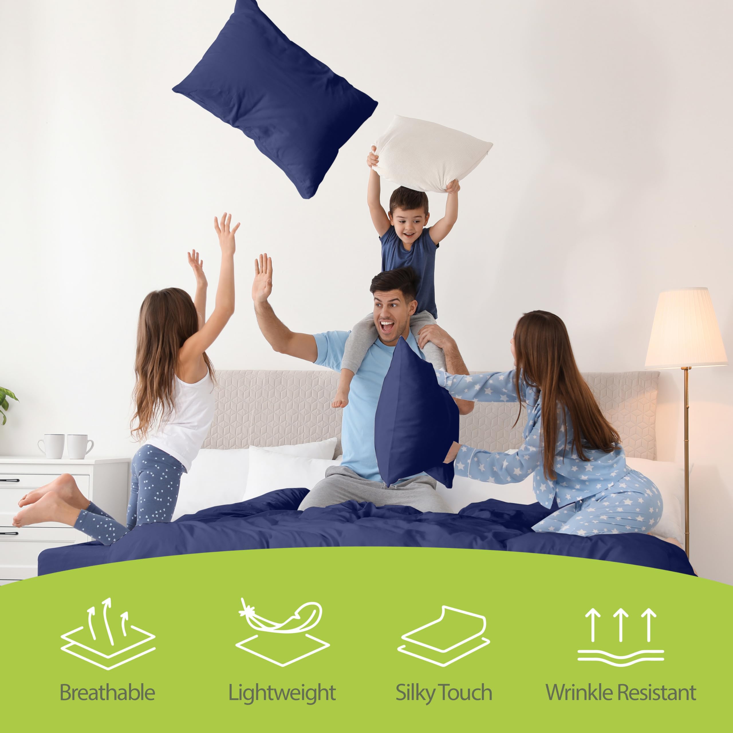 BAMPURE 100% Bamboo Viscose Queen Sheet Set - 4 Piece Ultra Soft Cooling Bed Sheets for Hot Sleepers - OEKO-TEX Certified Hypoallergenic Deep Pocket Sheets (Navy) - Perfect for Summer Nights & Sensitive Skin