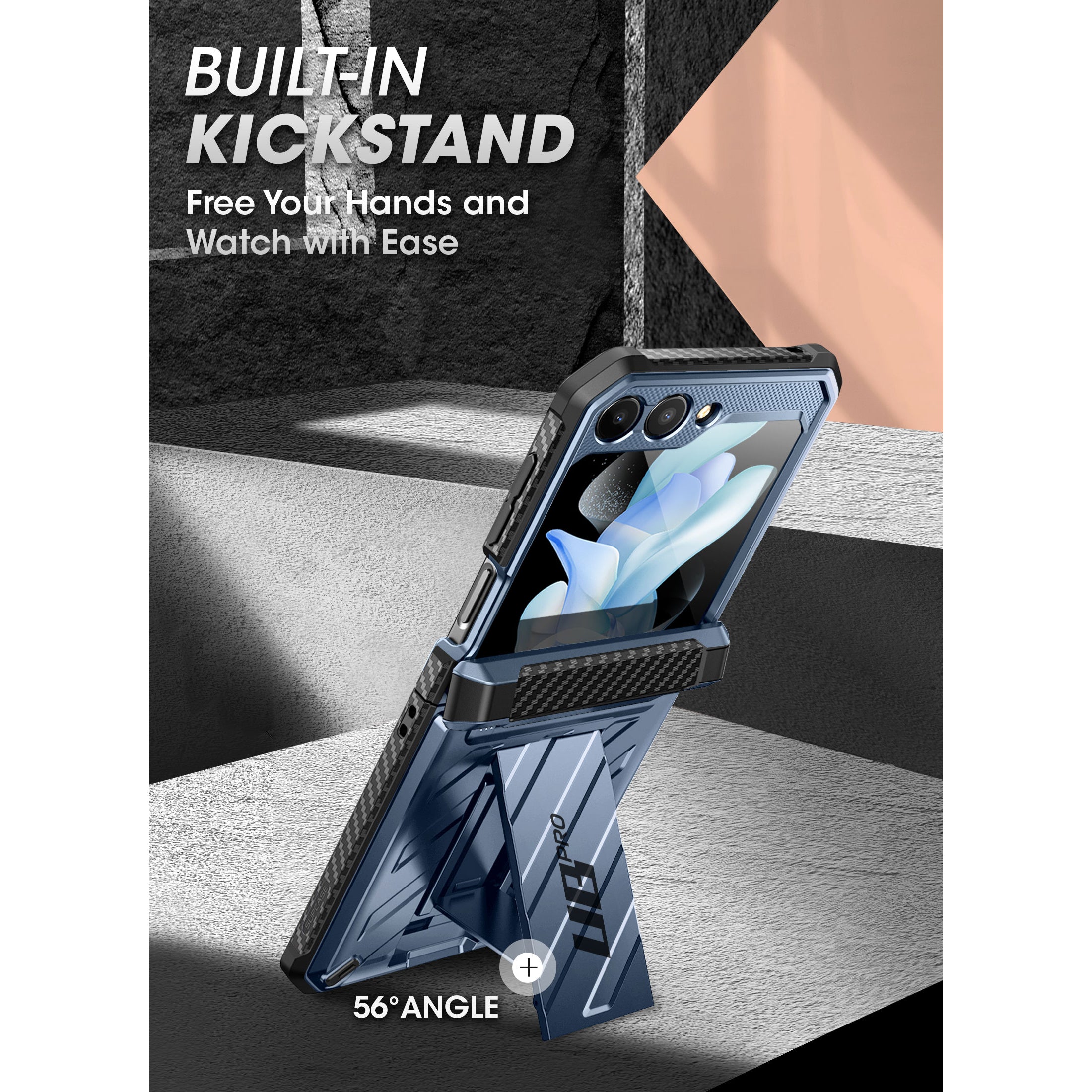 Samsung Galaxy Z Flip 5 Unicorn Beetle Pro Rugged Case with Belt Clip - Heavy Duty Protective Cover for Drop Protection | Perfect for Outdoor Activities, Construction Work & Extreme Sports (Metallic Blue)