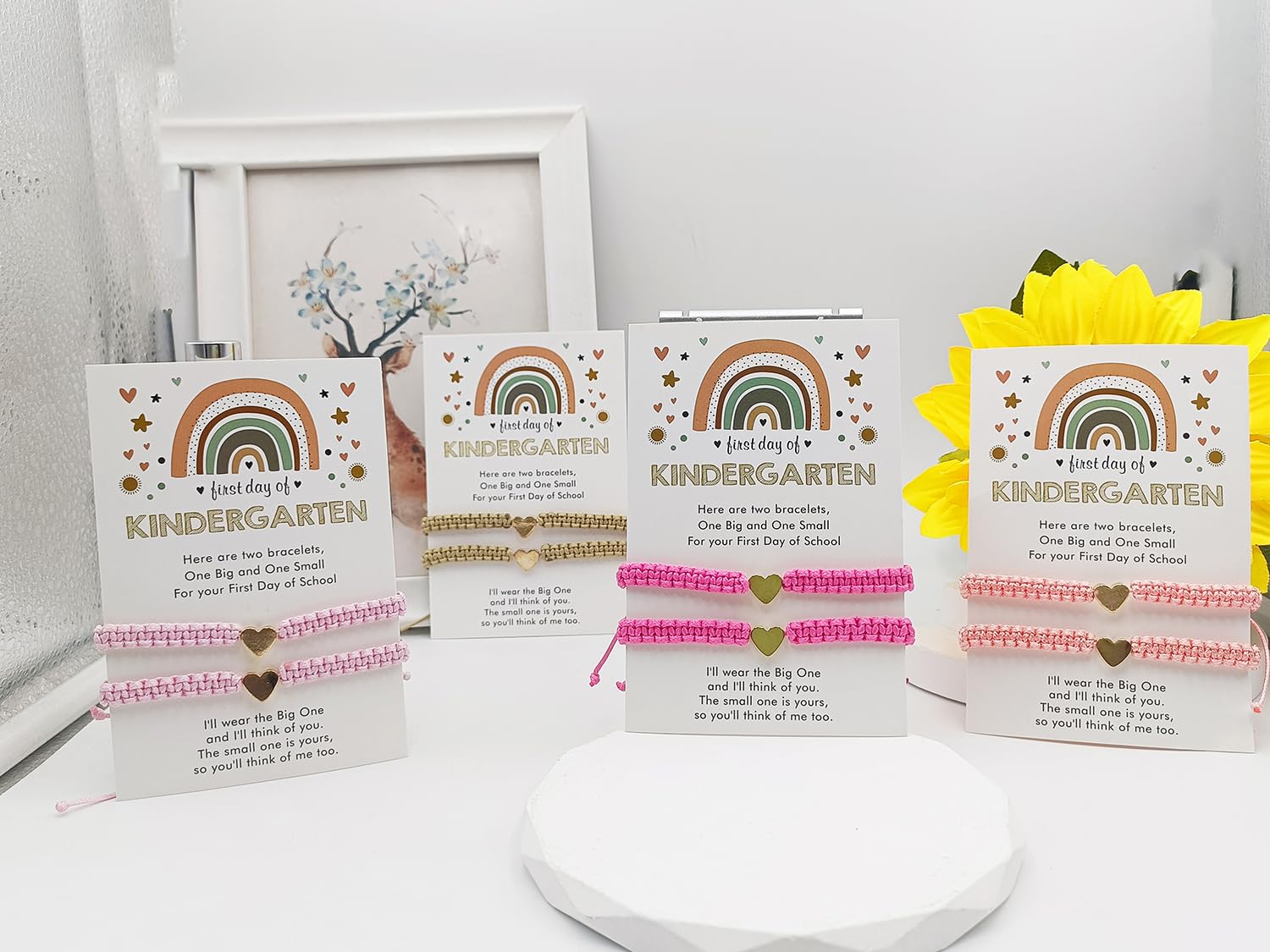 First Day of Kindergarten Bracelets for Mom and Daughter - Matching Heart Wish Adjustable Bracelets for Women - Perfect Back to School Gift for Pre-K Students & Parents - Ideal for School Photos, Memory Keeping and Mother-Daughter Bonding