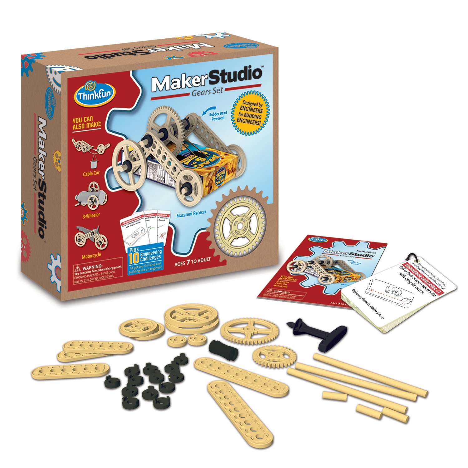 ThinkFun Maker Studio Gears Building Kit - STEM Educational Construction Toy for Kids Ages 7+ - Vehicle Themed Engineering Set with Gears, Wheels, Rods & Connectors - Perfect for Classroom STEM Activities & Creative Play at Home