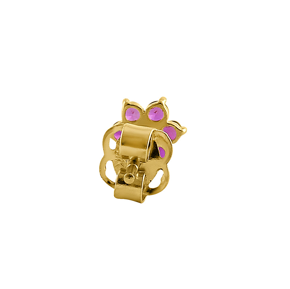 14K Yellow Gold Dainty Flower Ruby & Cubic Zirconia Stud Earrings for Women - Elegant Gift for Birthday, Anniversary & Valentine's Day
