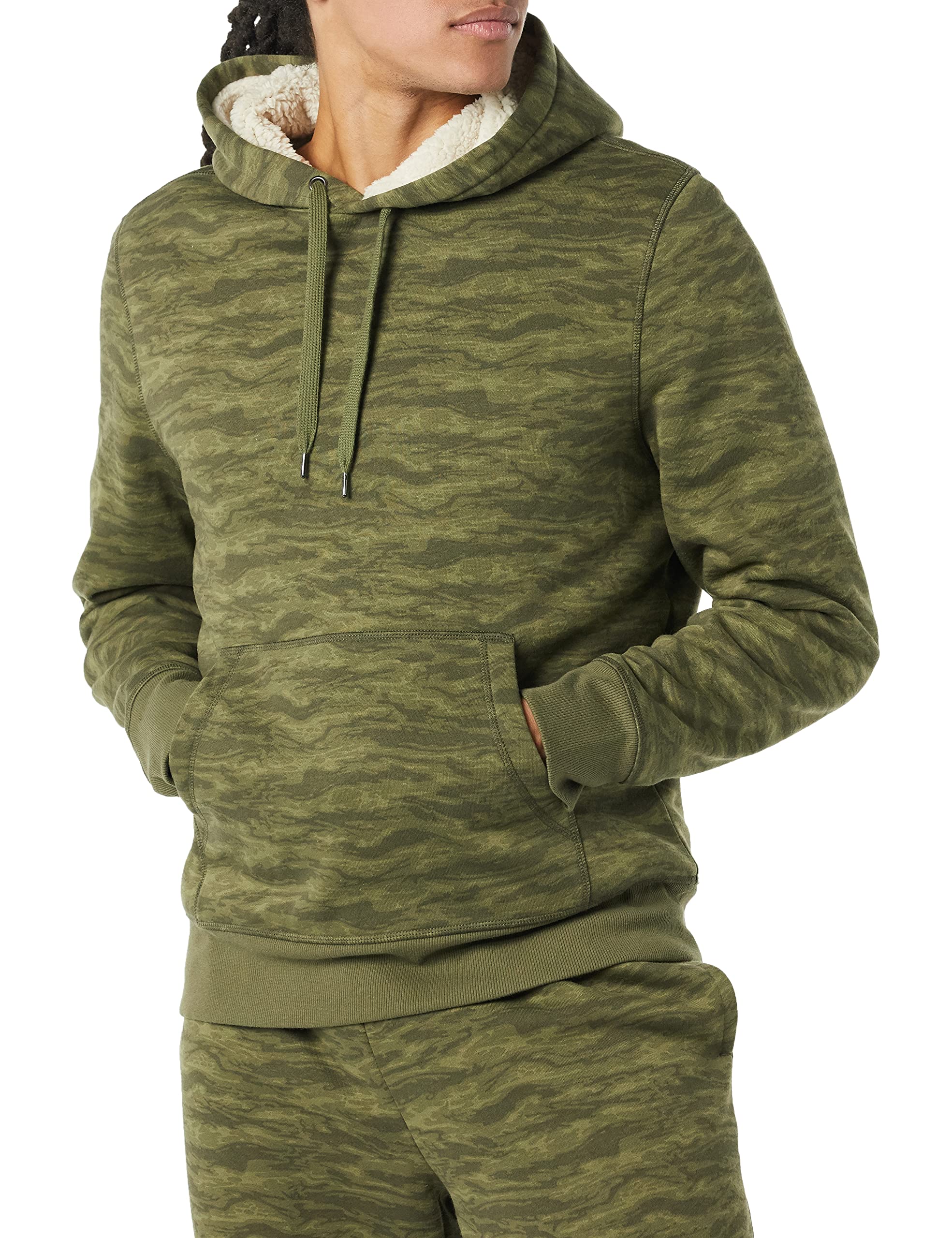 Amazon Essentials Men's Sherpa-Lined Pullover Hoodie Sweatshirt - Warm Winter Fleece Jacket for Casual Wear, Outdoor Activities & Lounging