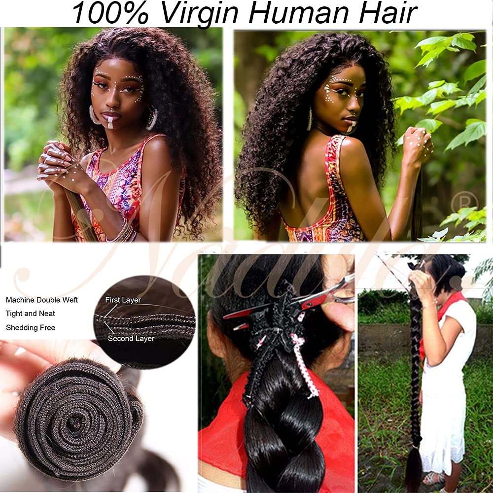 Nadula 10A Brazilian Virgin Human Hair Curly Bundles - 3 Pack Unprocessed Remy Weave Extensions (20/22/24 Inch, Natural Color) for Stunning Curly Hairstyles & Everyday Wear