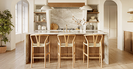 Modern Weave Counter Stool - Stylish Bar Stool for Kitchen Island, Breakfast Nook & Home Decor - Comfortable Rattan Seat with Sturdy Metal Frame - Perfect for Dining, Entertaining & Small Spaces