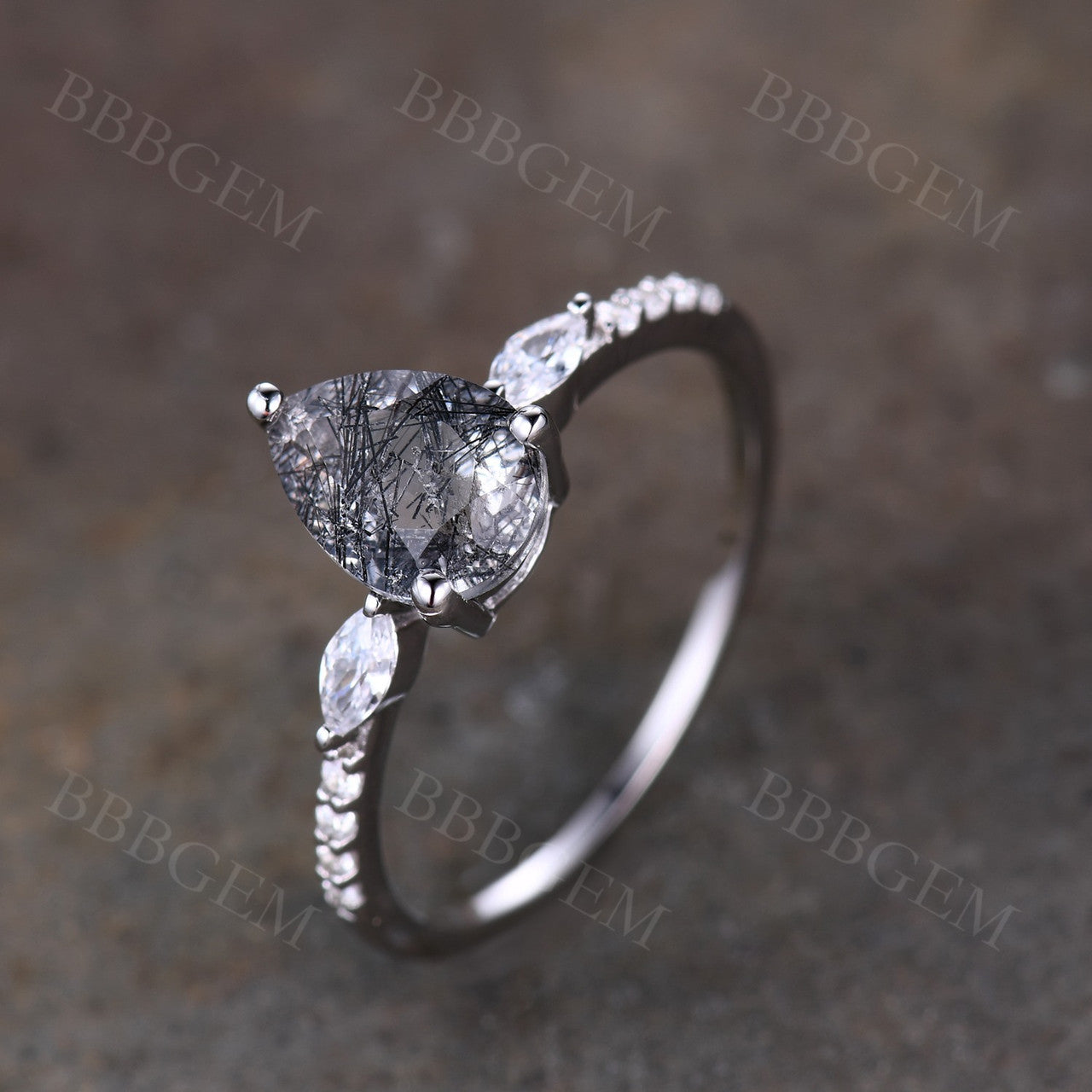 Black Rutilated Quartz Engagement Ring in Rose Gold - Elegant Wedding Band & Anniversary Gift for Her - Perfect for Proposals, Weddings & Romantic Occasions