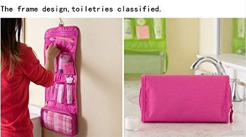ADDCART Foldable Hanging Travel Cosmetic Bag - Waterproof Makeup Organizer Case & Toiletry Pouch for Women | Portable Wall-Mounted Dressing Kit with Multiple Pockets | Perfect for Travel, Camping & Home Organization