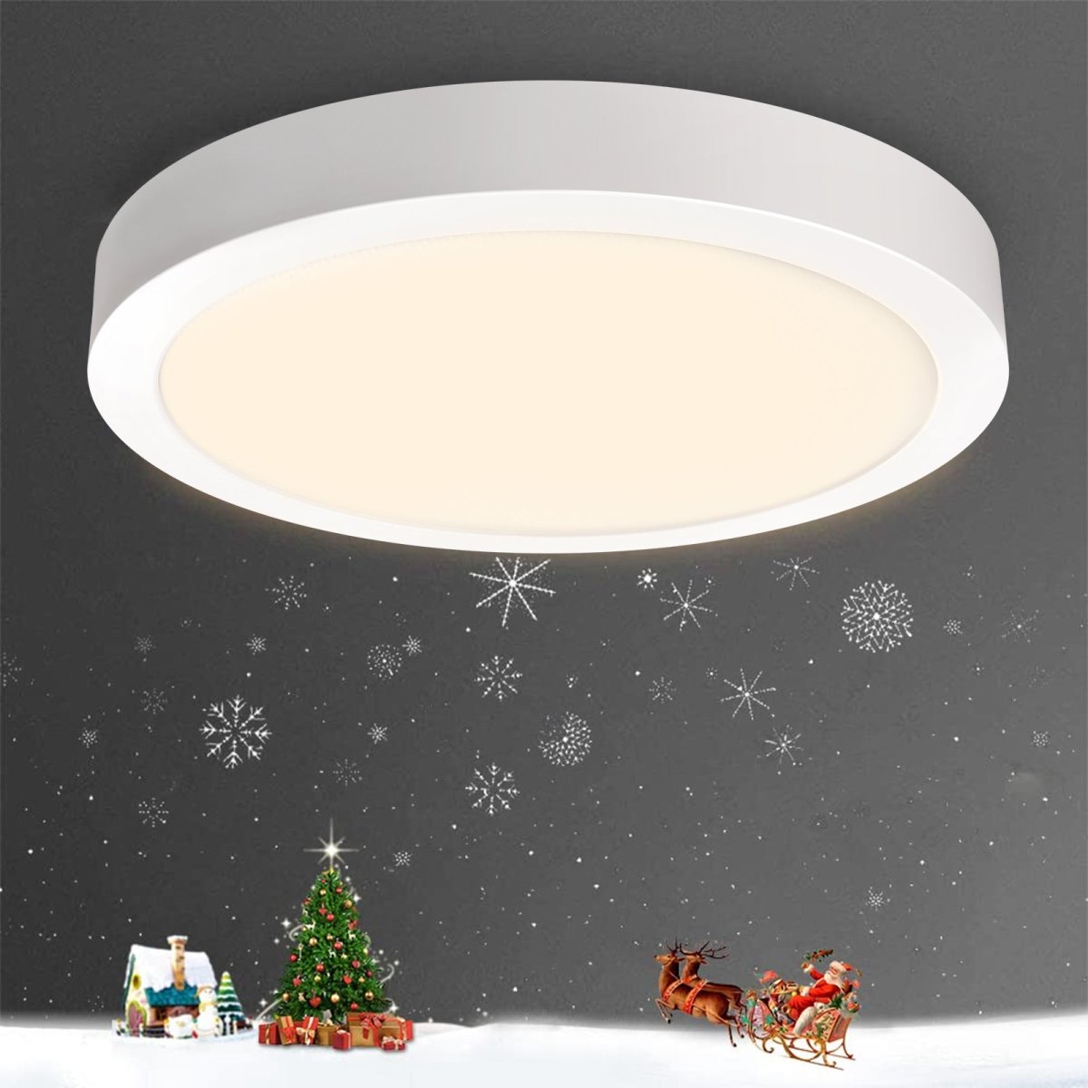 Depuley 24W/18W/12W Ultra-Thin Flush Mount LED Ceiling Light Fixture, Round Surface Mount Downlight for Closet, Bedroom, Kitchen, Dining Room, Kids Room & Dorm - 5000K Daylight White / 3000K Warm White - Energy Efficient Modern Lighting for Home & Office Spaces