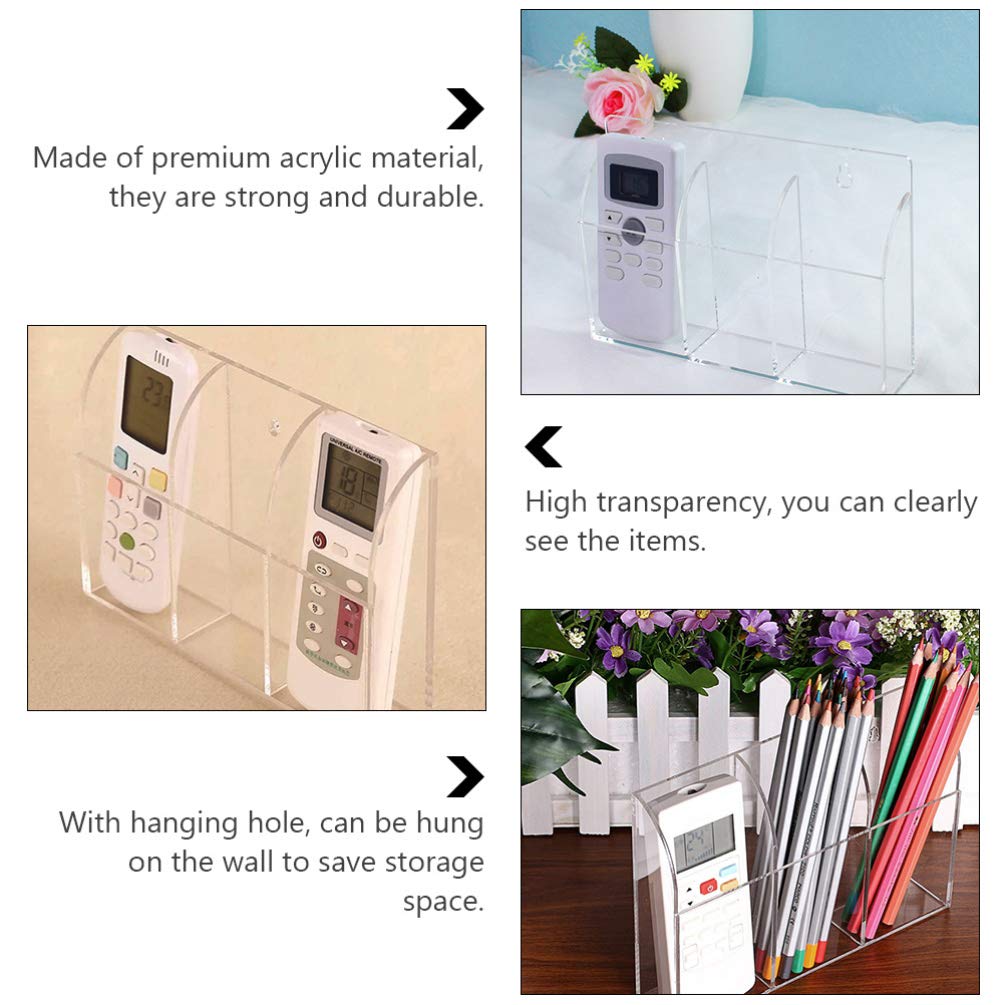 UKCOCO 2-Pack Remote Control & Phone Holder Set - Acrylic Wall Mount Organizer for Desk, RV, Air Conditioner | Perfect for Home, Office & Travel Organization