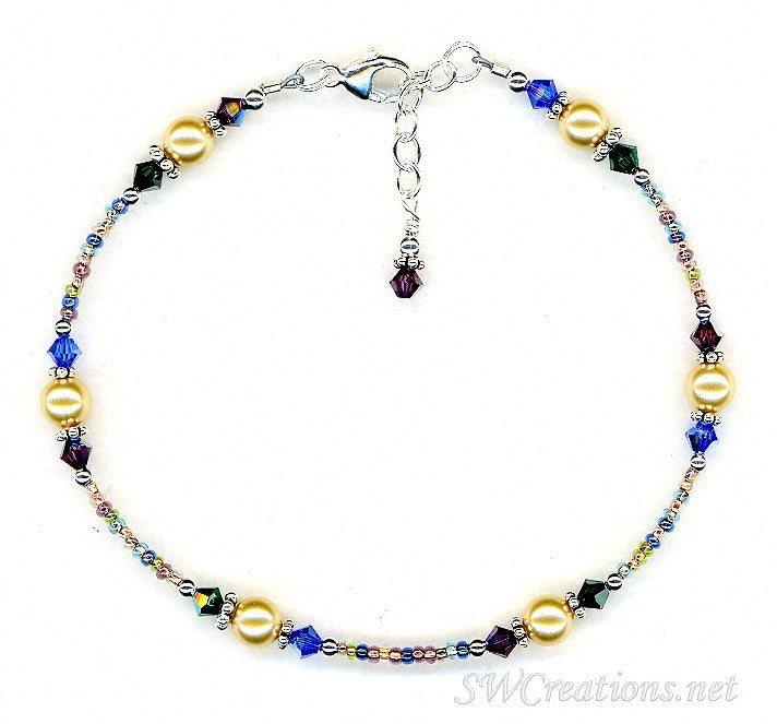 Gold Ocean Crystal Beaded Anklet - Elegant Adjustable Ankle Bracelet for Women | Perfect for Beach, Wedding & Boho Fashion Accessories
