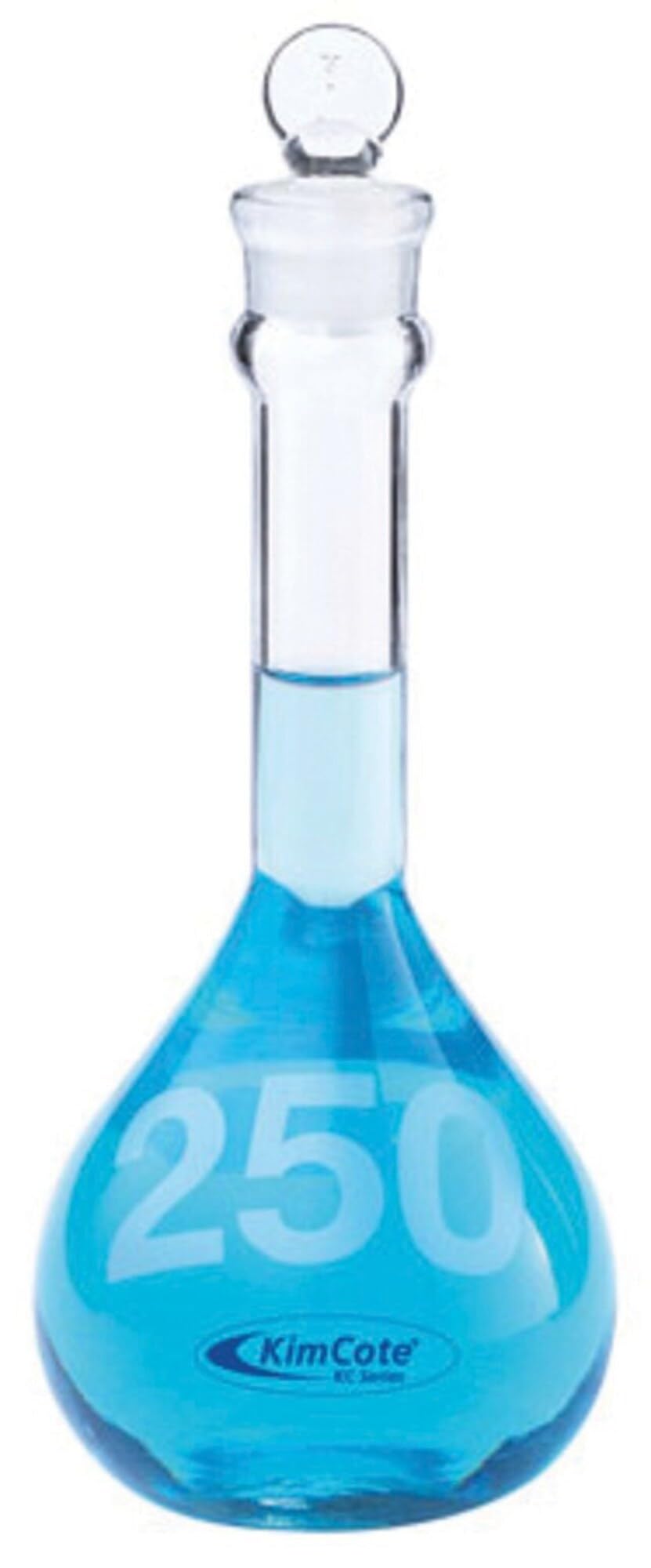 KimCote 2000mL Borosilicate Glass Volumetric Flask with Plastic-Coated Stopper - Heavy Duty Lab Glassware for Chemistry Experiments & Scientific Measurements
