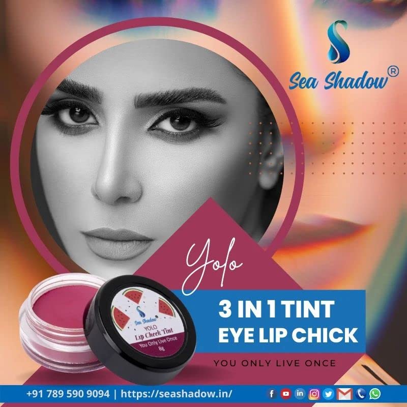 SEA SHADOW Matte Lip & Cheek Tint - Jojoba Oil & Vitamin E Enriched Multipot for Lips, Cheeks & Eyelids | Raspberry Pink Long-Lasting Makeup | Perfect for Daily Wear, Date Night & Special Occasions