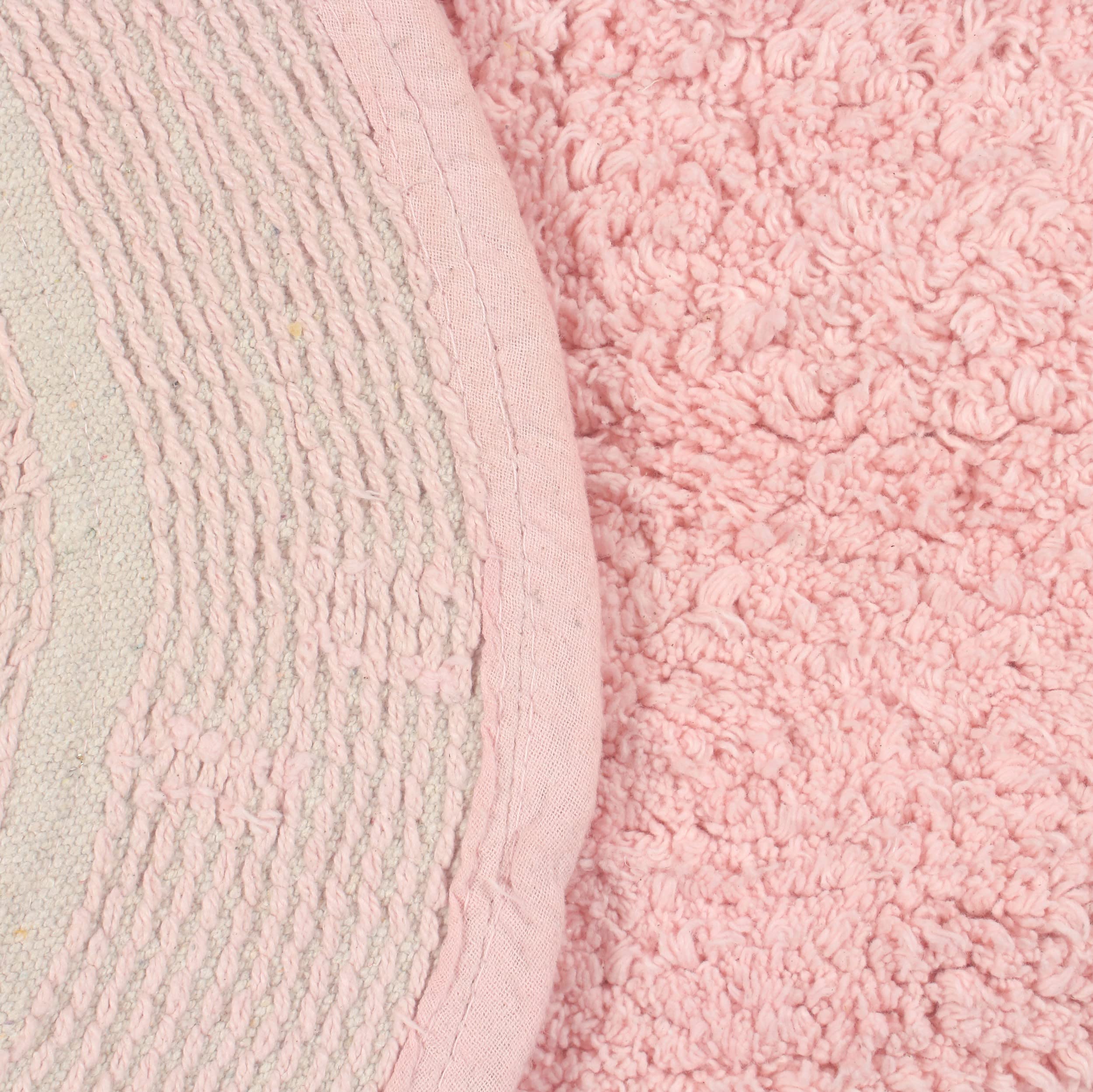 Home Weavers Double Ruffle Collection 100% Cotton Bathroom Rugs Set - Ultra Soft, Absorbent & Washable Non-Slip Bath Mat, Kitchen Floor Mat (5-Piece Set, Pink) for Bathroom Safety, Spa-Like Comfort & Stylish Home Decor