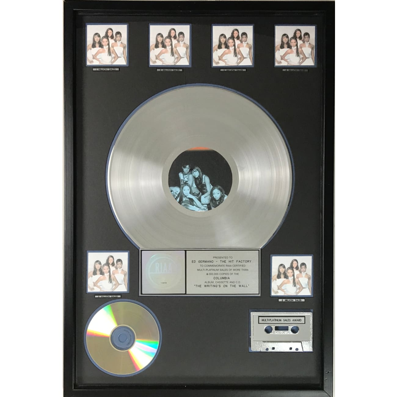 Destiny's Child The Writing's On The Wall 6x Platinum Certified Album Award - Perfect for Music Collectors & Fans Display