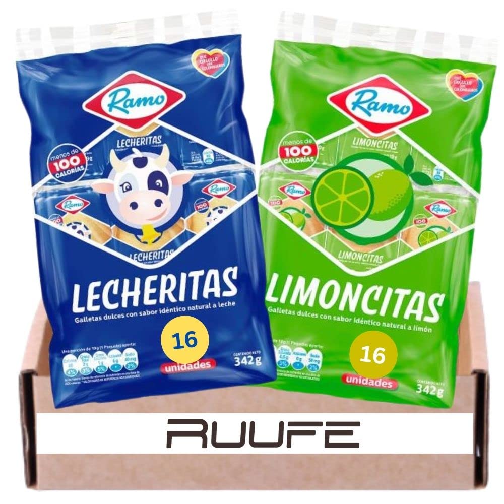 Ramo Lecheritas Limoncitas - Sweet & Soft Lime Flavored Colombian Crackers (32 Pack) | Authentic Colombian Snacks for Parties, Gifts & On-the-Go