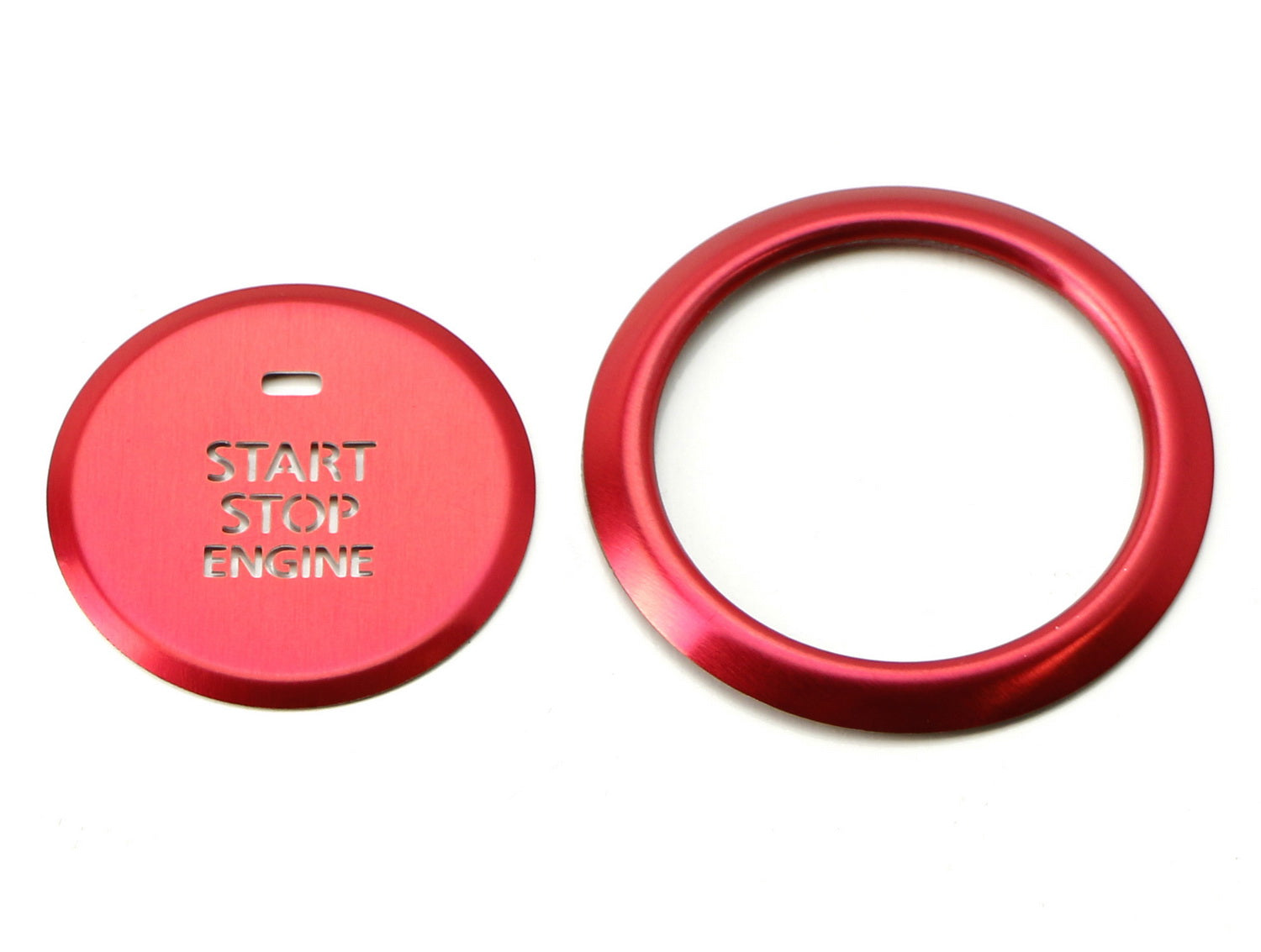2PCS Red Keyless Engine Push Start Button & Surrounding Ring Compatible with 2019-2024 Mazda 3 - Easy Installation & Premium Upgrade for Interior Styling