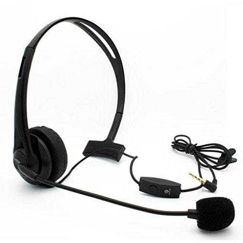 Wired Mono Headphone with Microphone - 3.5mm Single Earbud Headset, Over-The-Head Design, Hands-Free Calling - Compatible with GreatCall Jitterbug Flip - Perfect for Seniors, Home Use & Emergency Communication