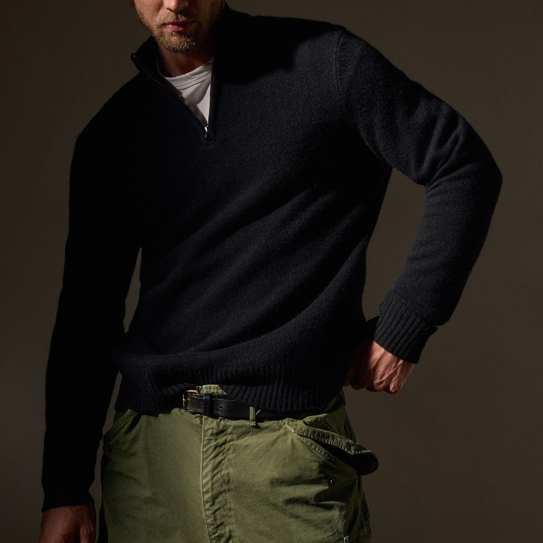 Premium Cashmere Half Zip Sweater for Men & Women - Soft & Warm Black Pullover - Perfect for Winter, Office & Casual Wear
