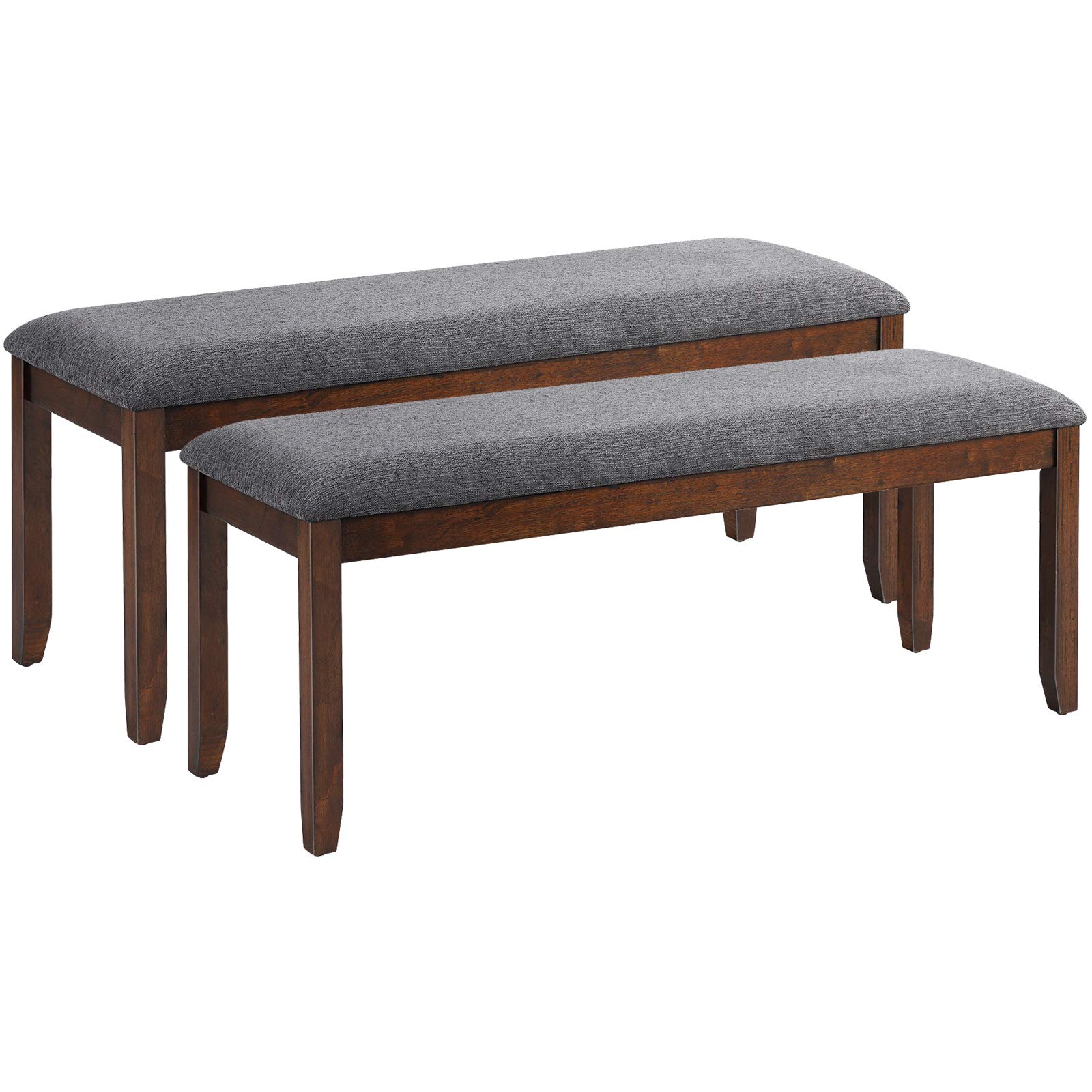 Giantex 2-Piece Wooden Dining Bench Set with Upholstered Seat - 47.5