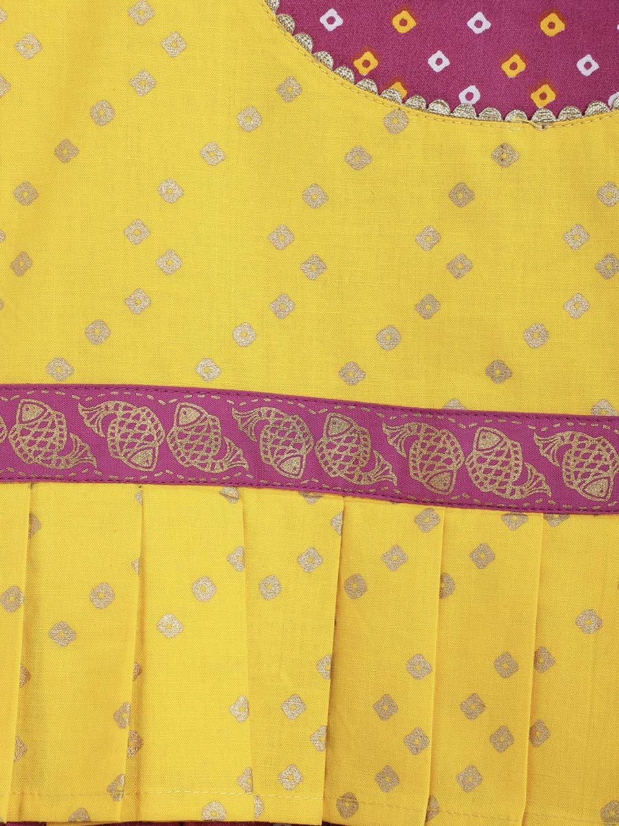 Purple Bandhani Pattu Pavadai for Girls | Traditional Indian Silk Skirt | Perfect for Festivals, Weddings & Cultural Events